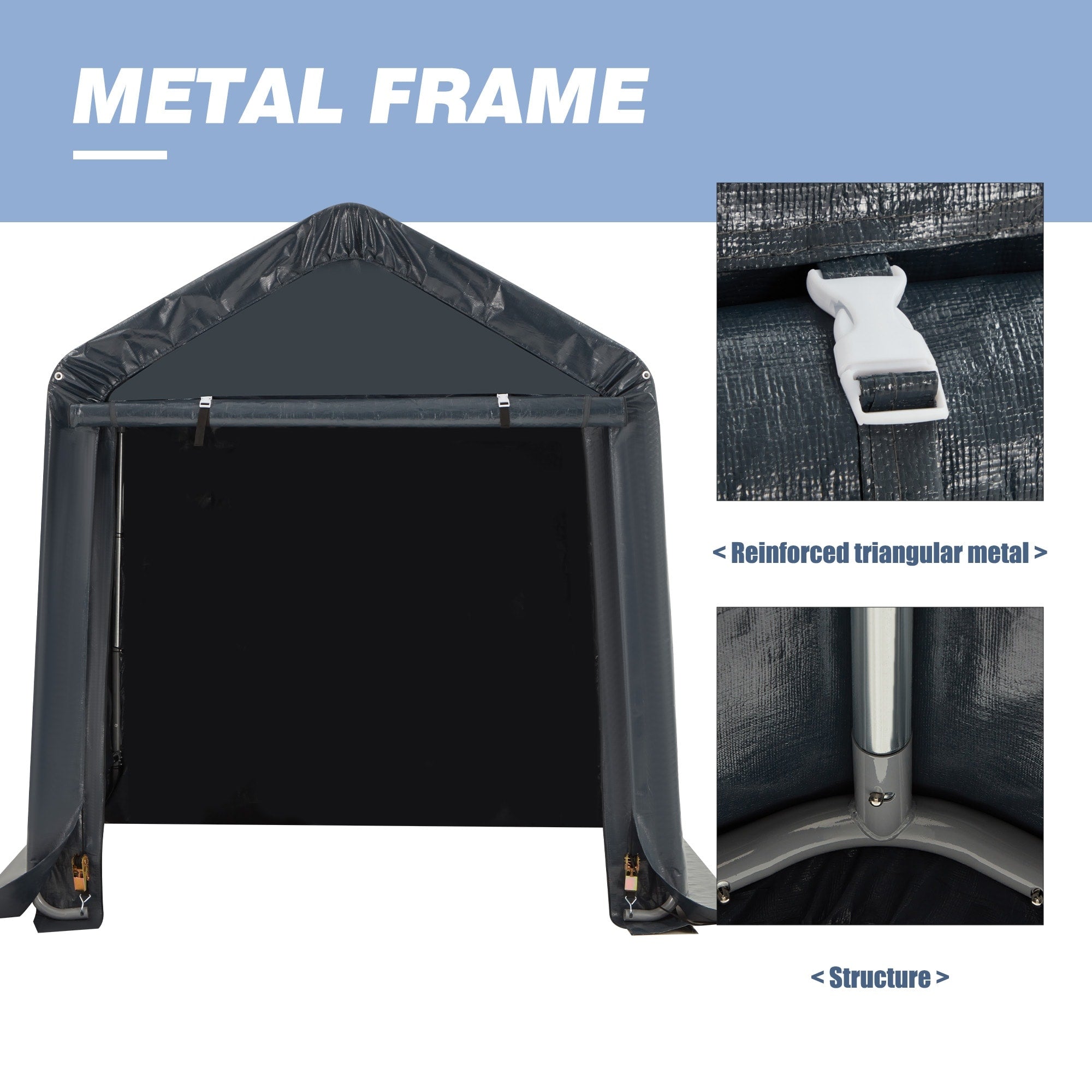 Outdoor Storage Shed and Carport Canopy: Portable Shelter for Bikes, Motorcycles, and Garden Storage