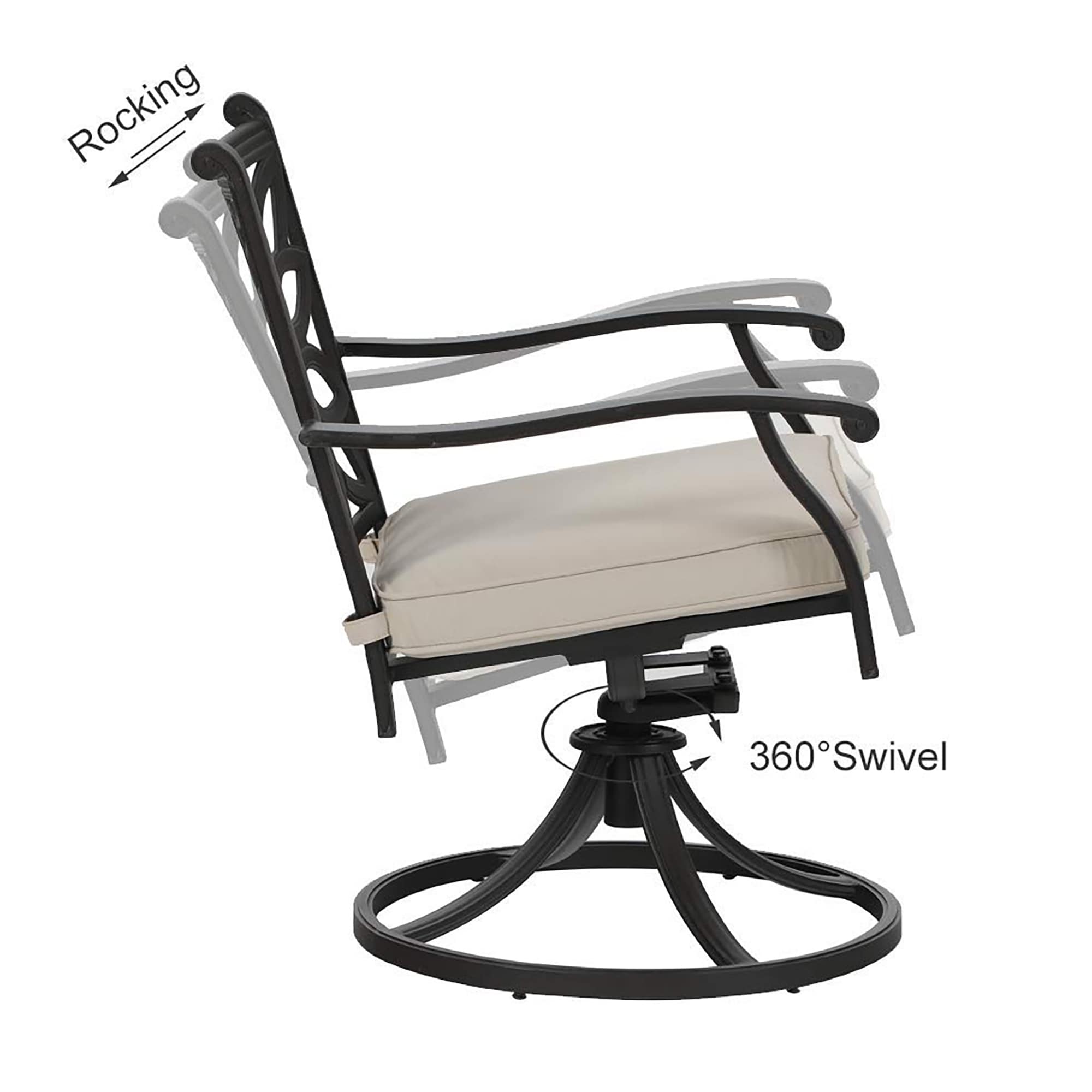 MAISON ARTS Cast Aluminum Dining Chairs/Patio Dining Set with Round Dining Table & 6 Cast Aluminum Patio Chairs