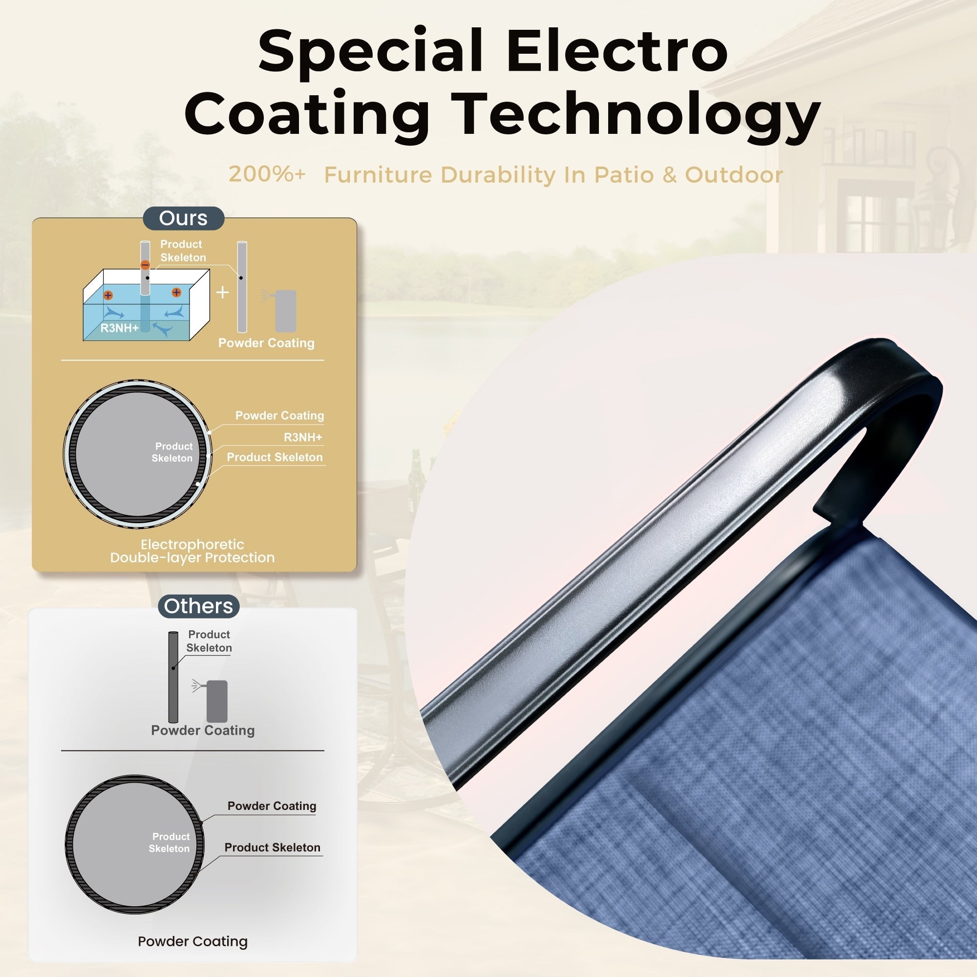 MAISON ARTS 8 PCS Patio Dining Set with 13ft Patio Umbrella