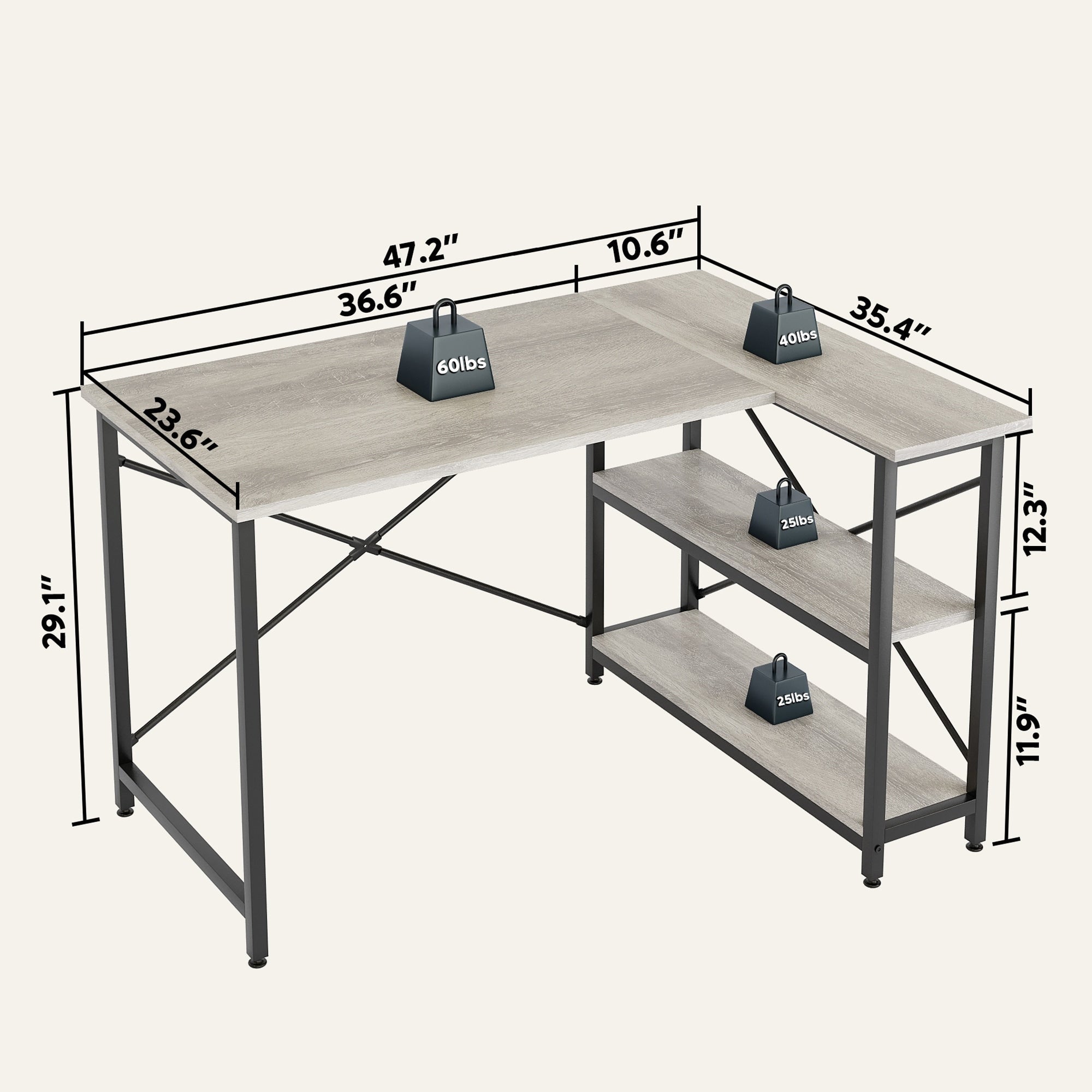 Small L Shaped Desk with Storage Shelves Corner Computer Desk