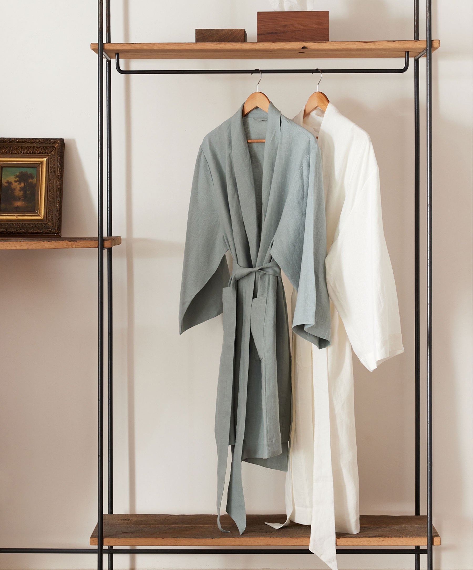 Linen Robe - Seafoam