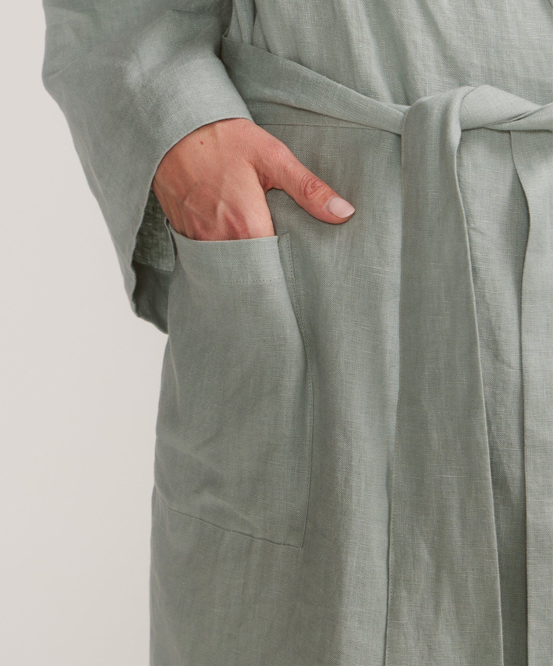 Linen Robe - Seafoam