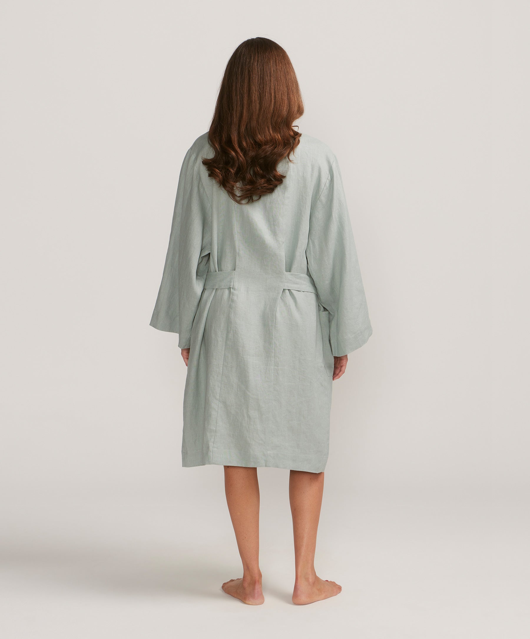 Linen Robe - Seafoam