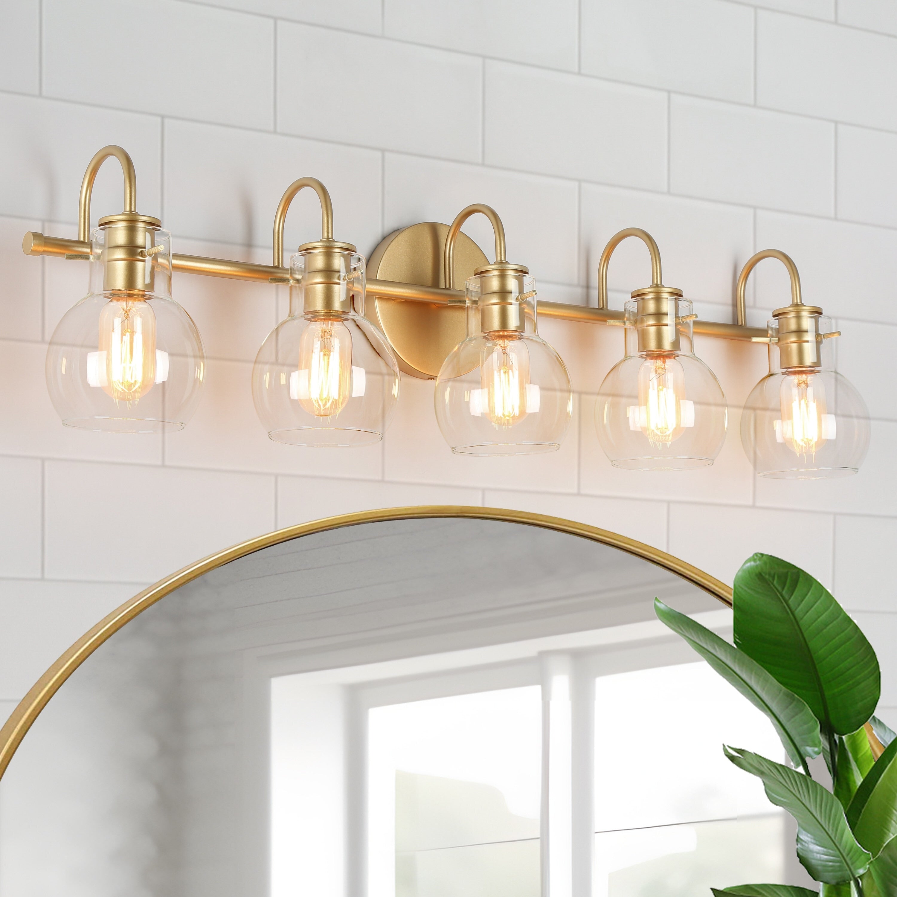 Modern Gold 3-Light Bathroom Vanity Light Orb Glass Wall Sconce