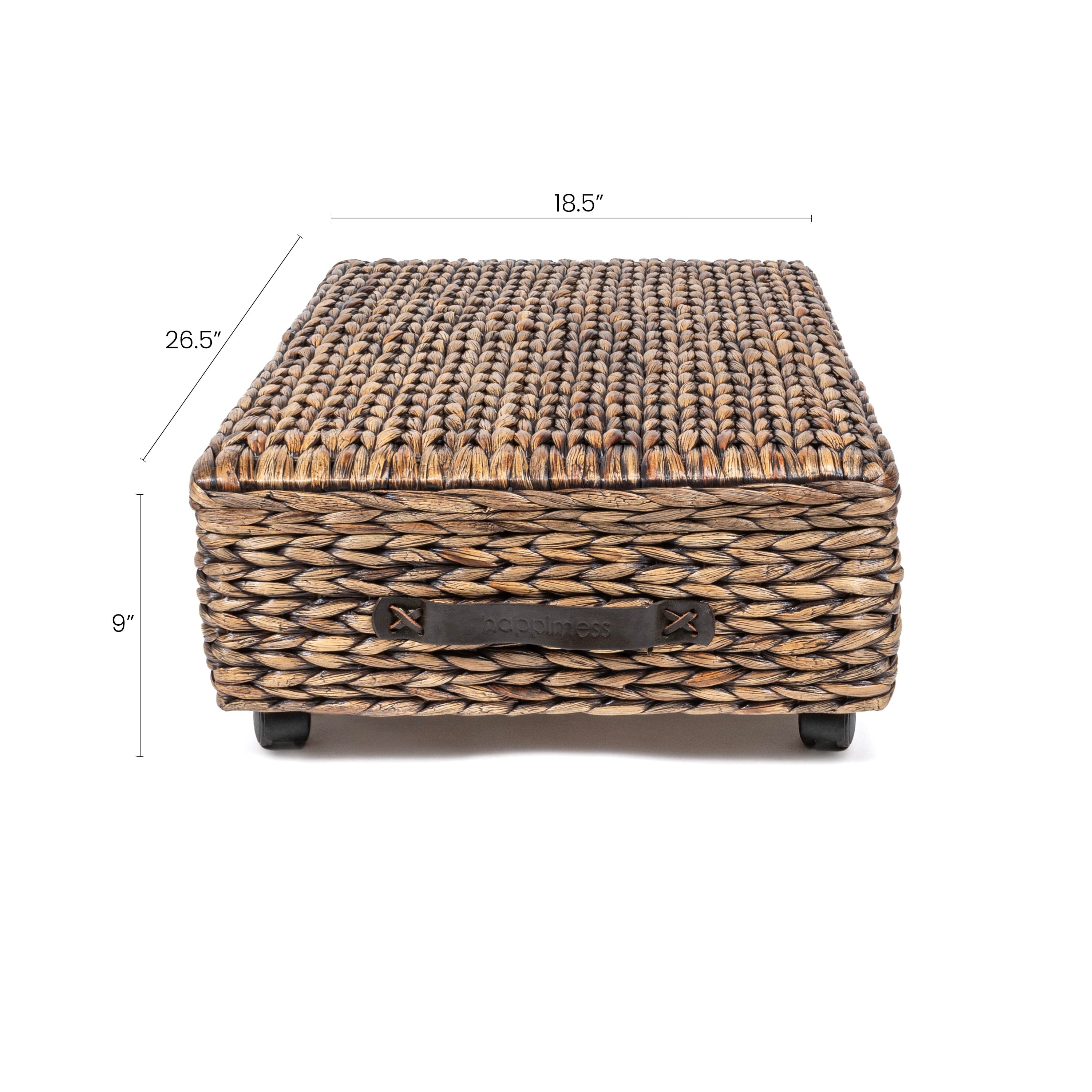 happimess Hyacinth/Wood Underbed Storage Bin with Wheels & Handles