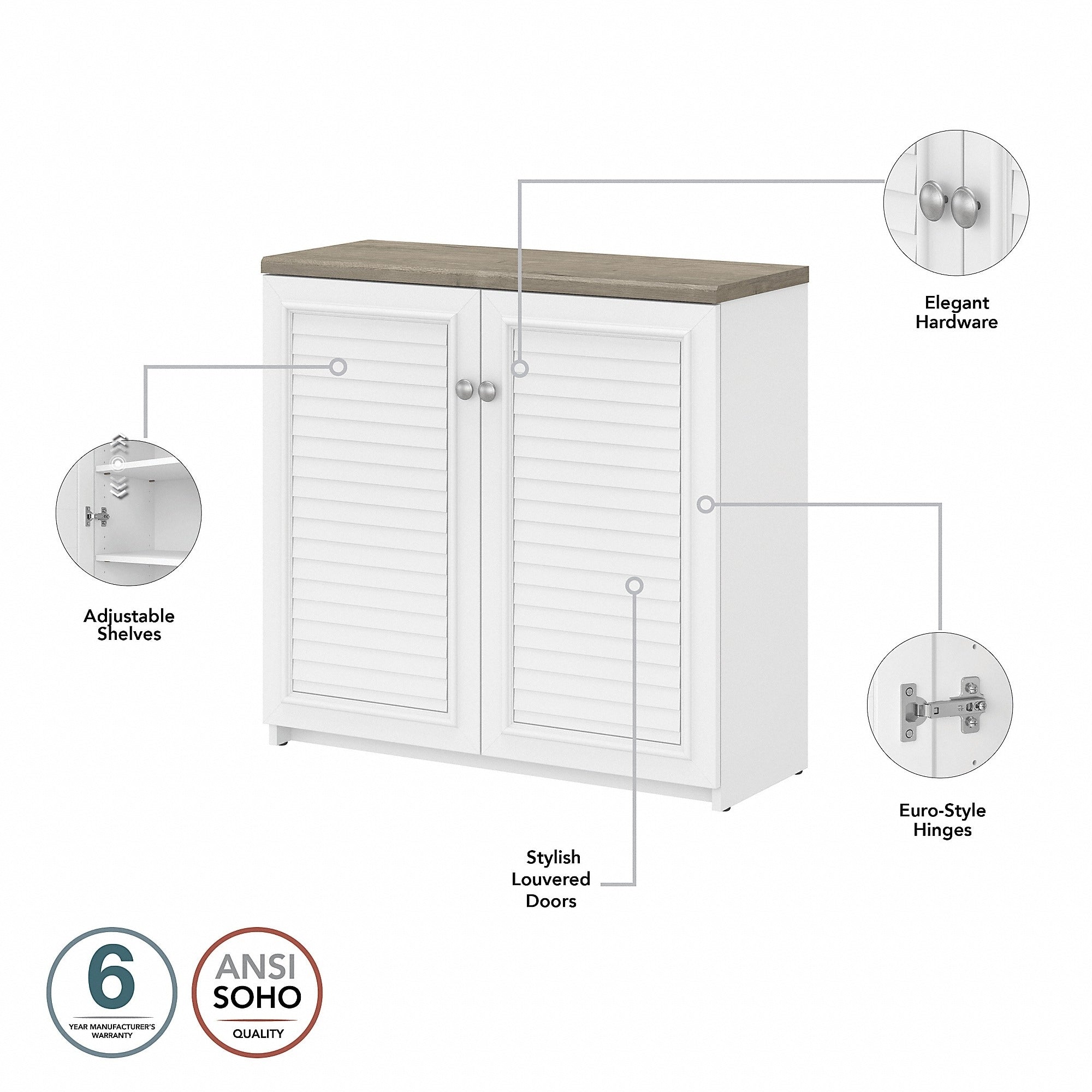 Fairview Storage Cabinet with Doors and Shelves by Bush Furniture - 31.73L x 12.76W x 30.71H
