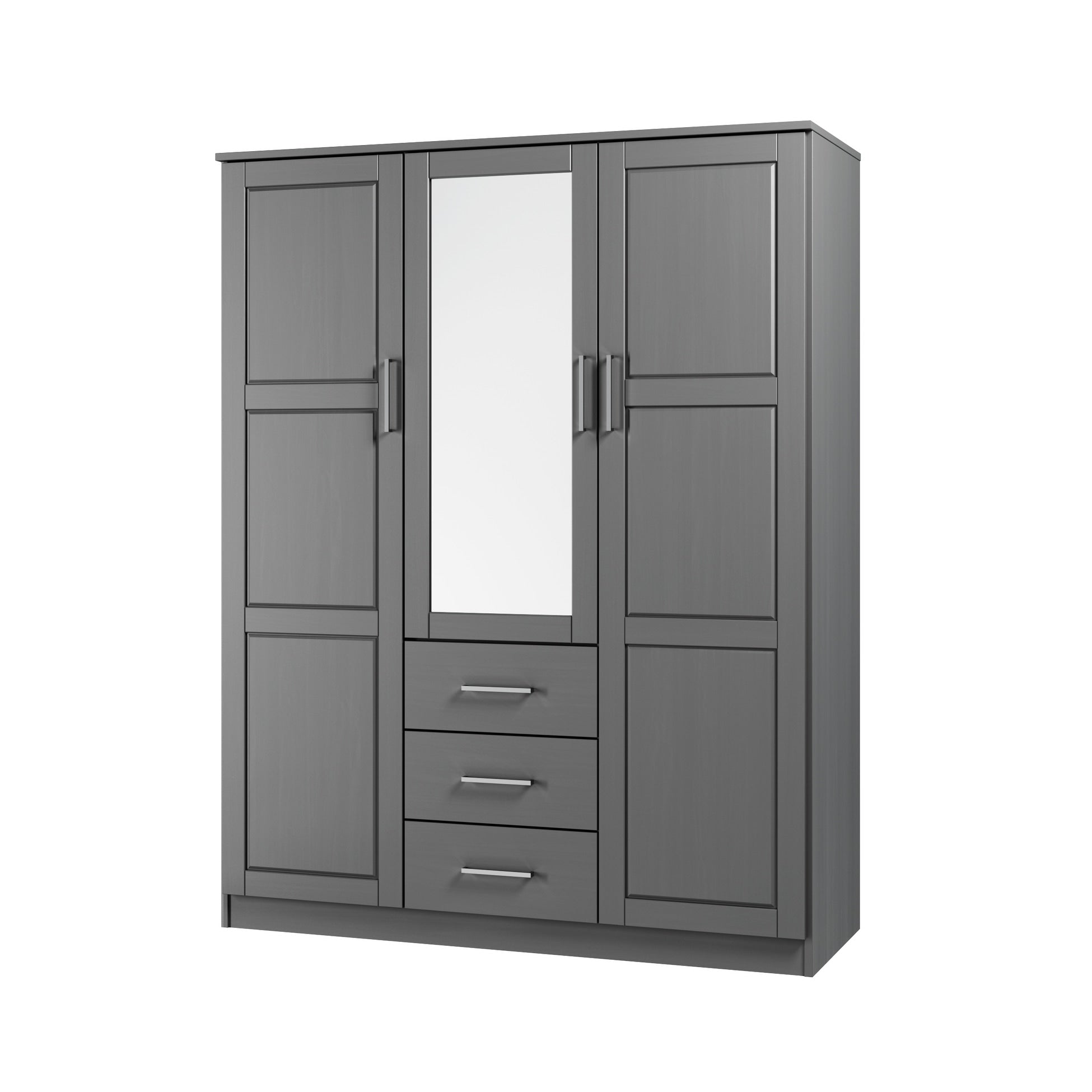Palace Imports 100% Solid Wood Cosmo 3-Door Wardrobe Armoire with Solid Wood or Mirrored Doors