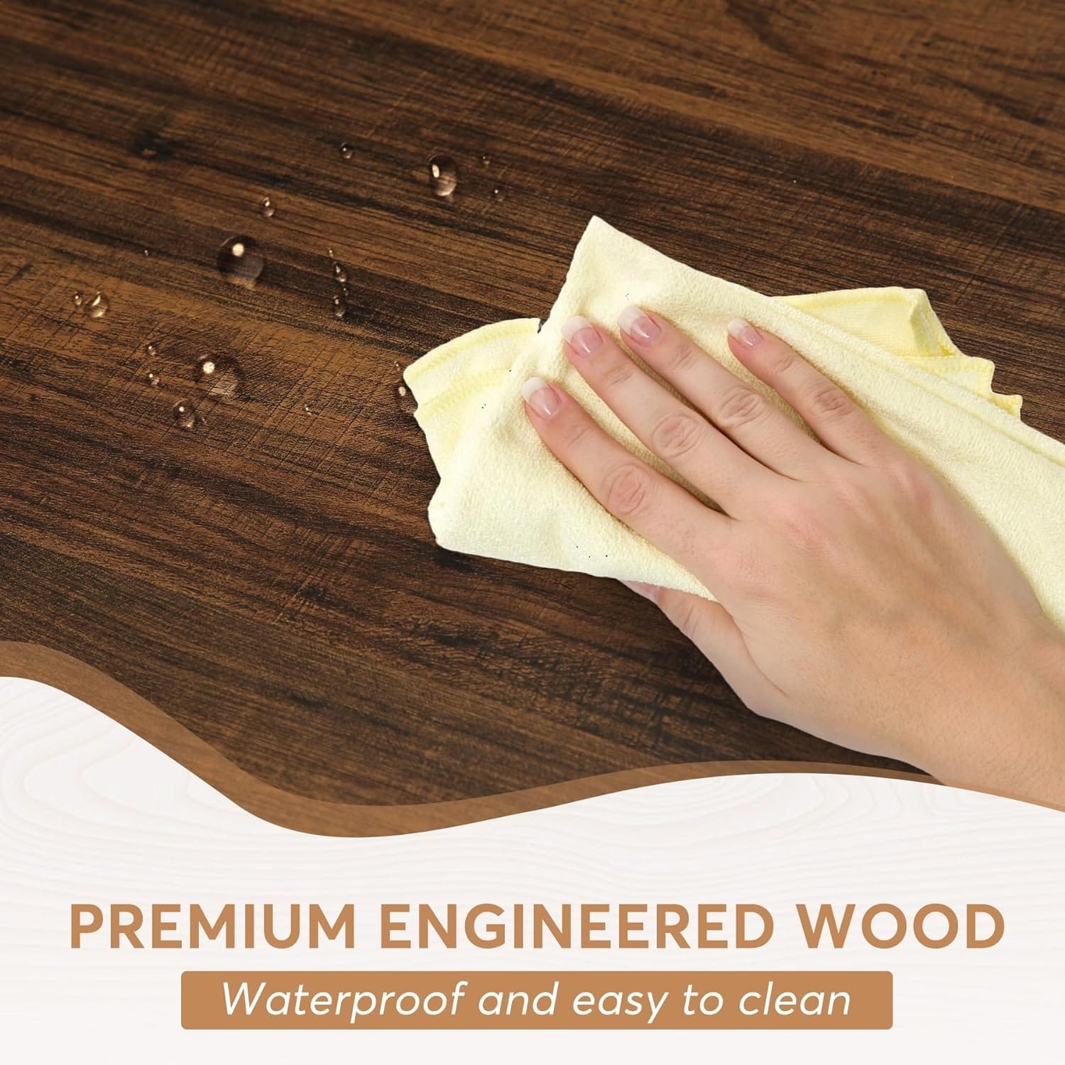 Farmhouse Dining Table for 6 People, 70.8-Inch Rectangular Wood Kitchen Table