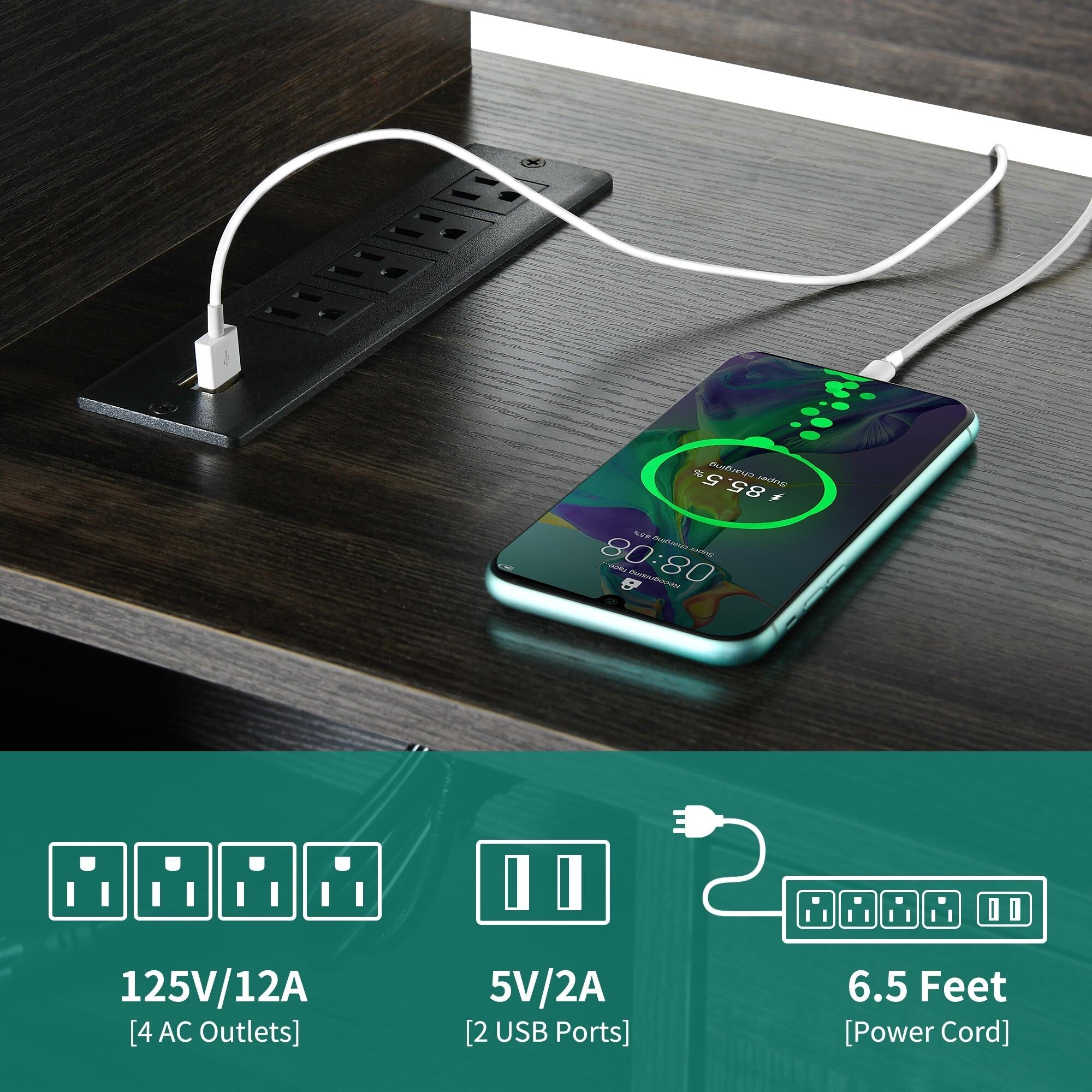 Farmhouse TV Stand for up to 65 TV with Doors and Open Shelves Media Console Power Outlet