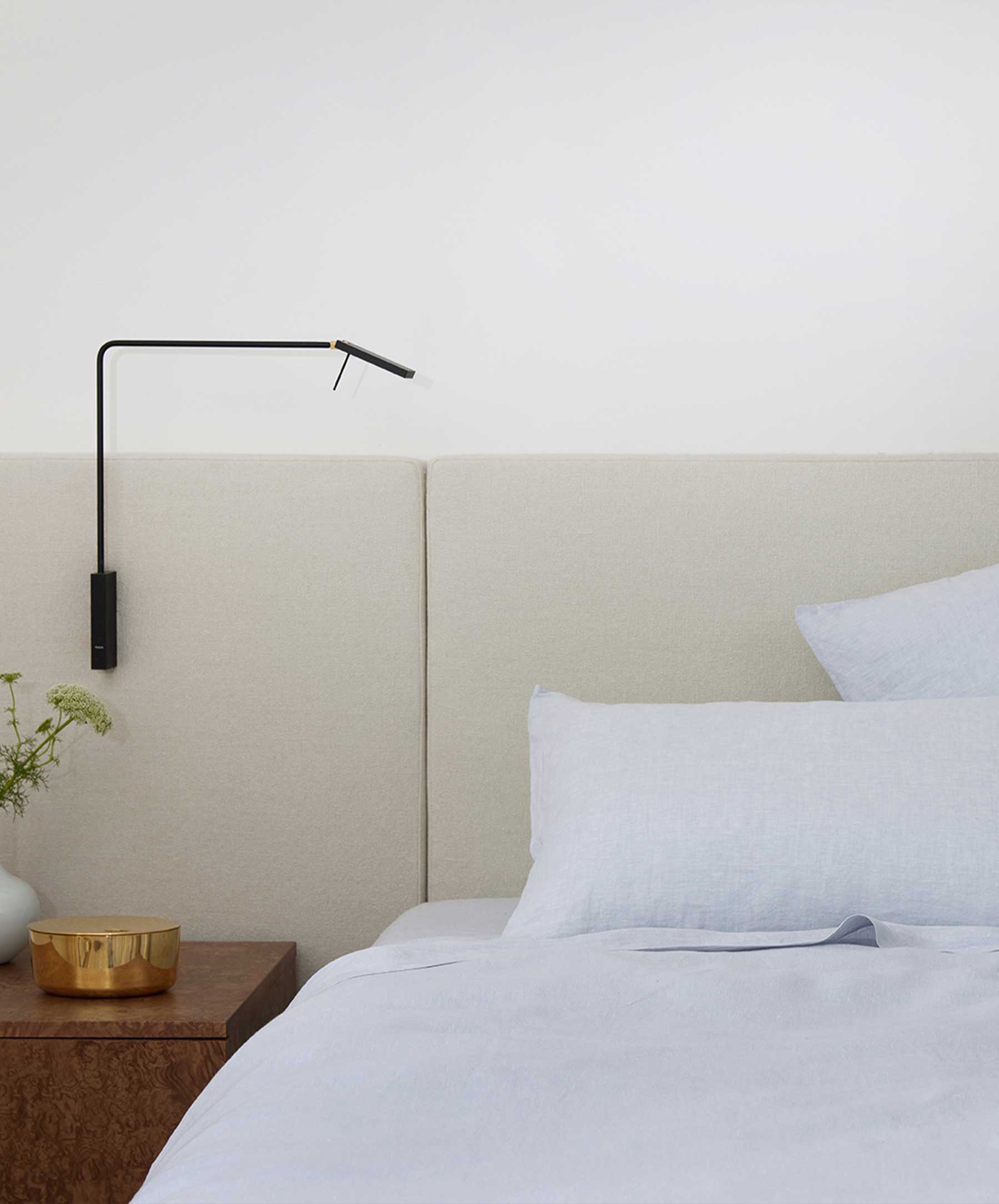 Linen Flat Sheet with Border - Sky