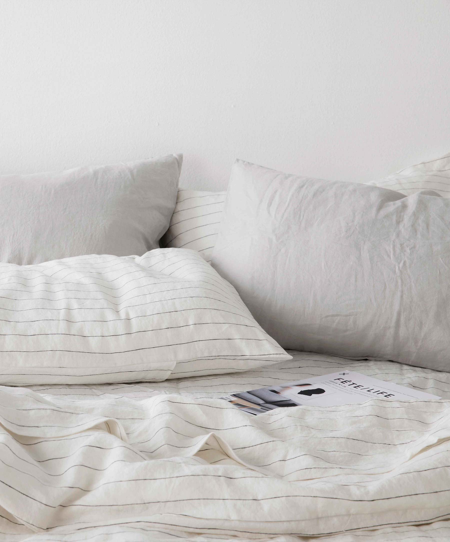 Linen Sheet Set with Pillowcases - Pencil Stripe