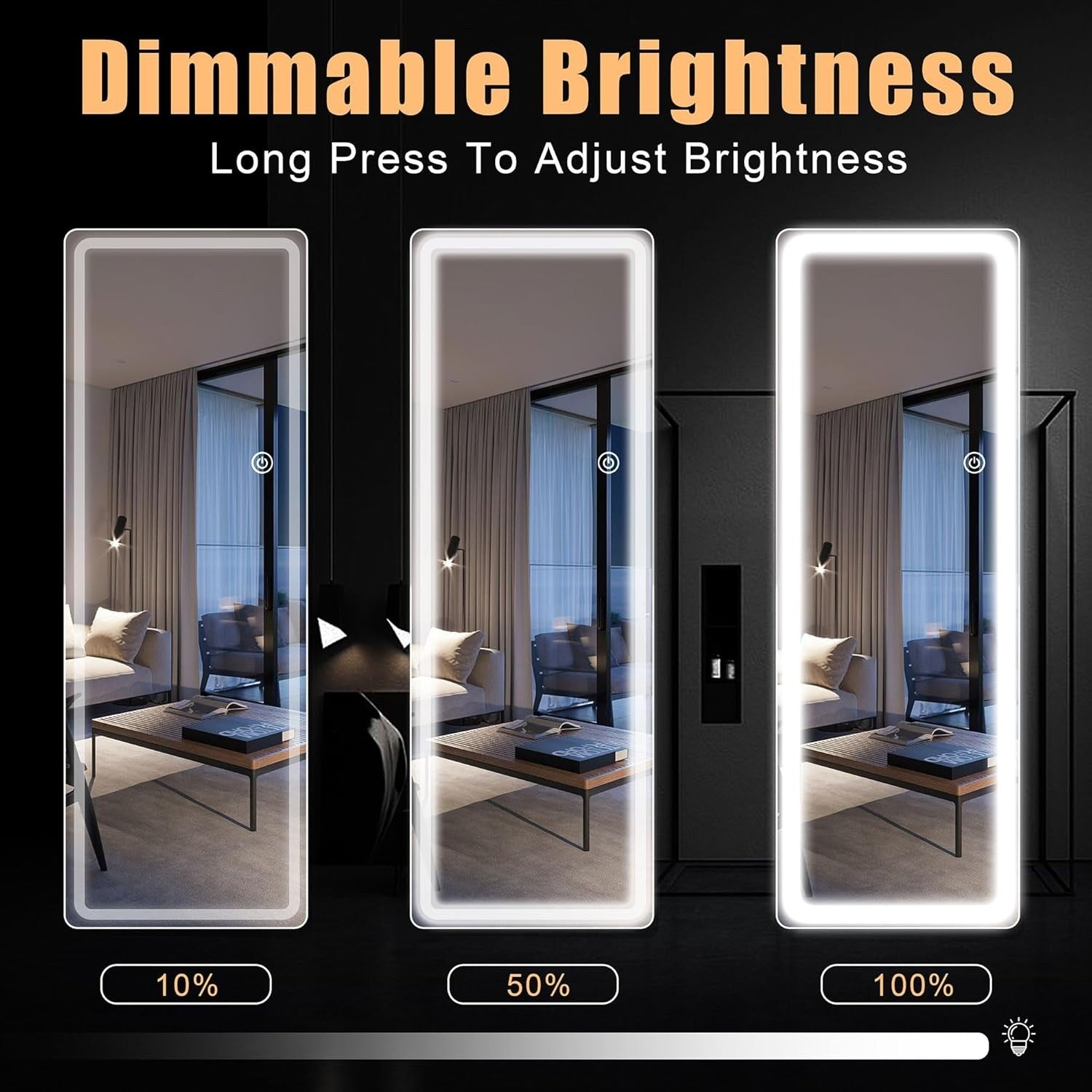 Floor Mirror with LED Light, 64 x 21 Full Length Mirror with Stand, Hanging Mirror Wall Mounted Mirror Full Body Mirror