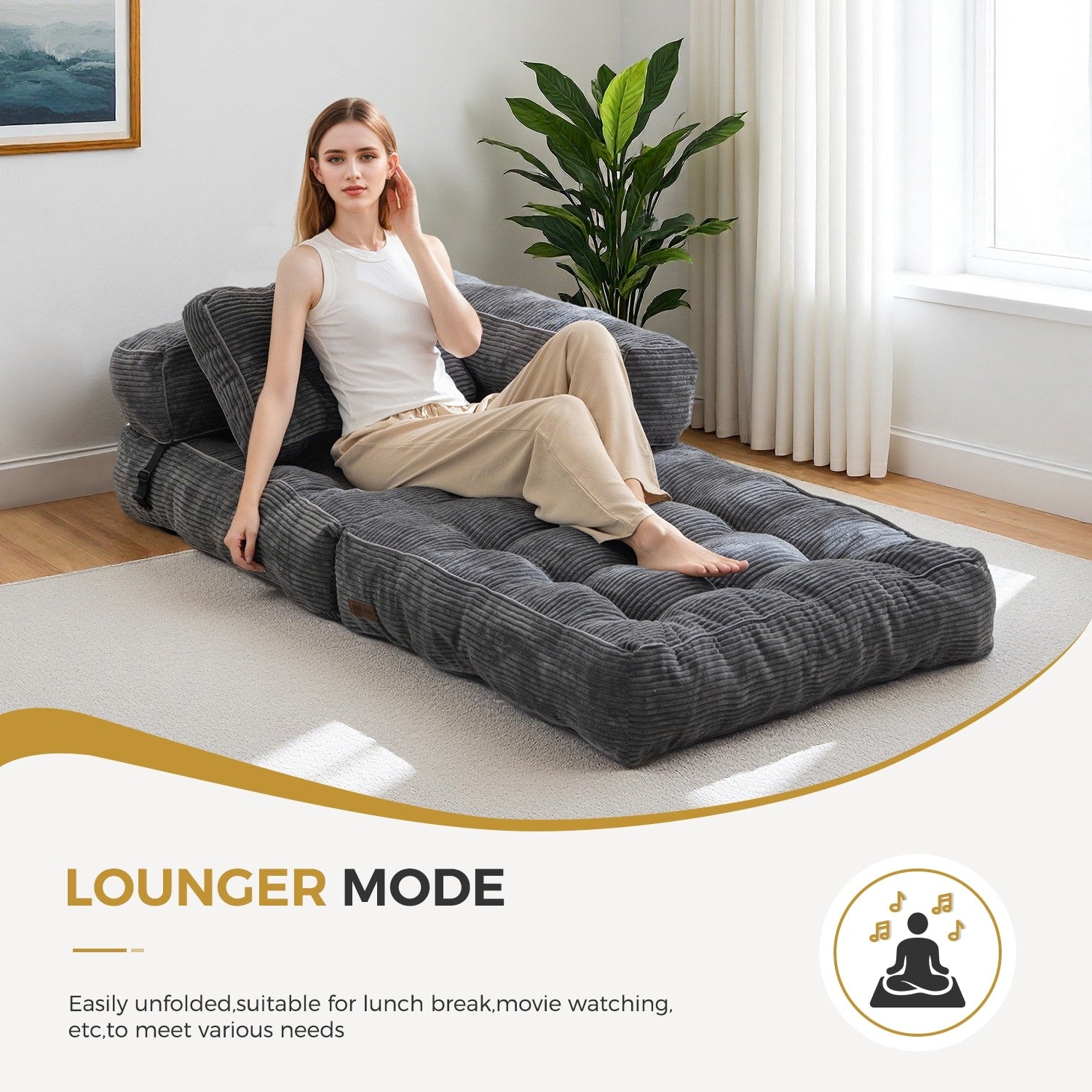 Foldable Sofa Bed,L-Shaped Floor Sofa Couch