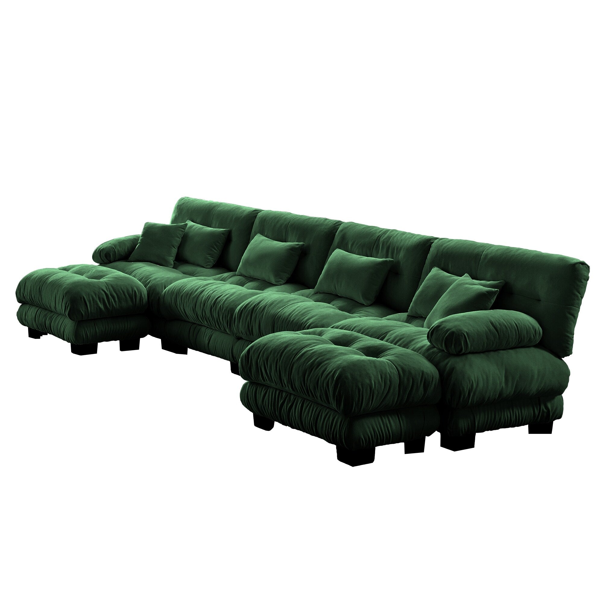 Free Combination Modular Chenille 4-Seater Sectional Sofa with 2 Ottomans and Pillow for Living Room