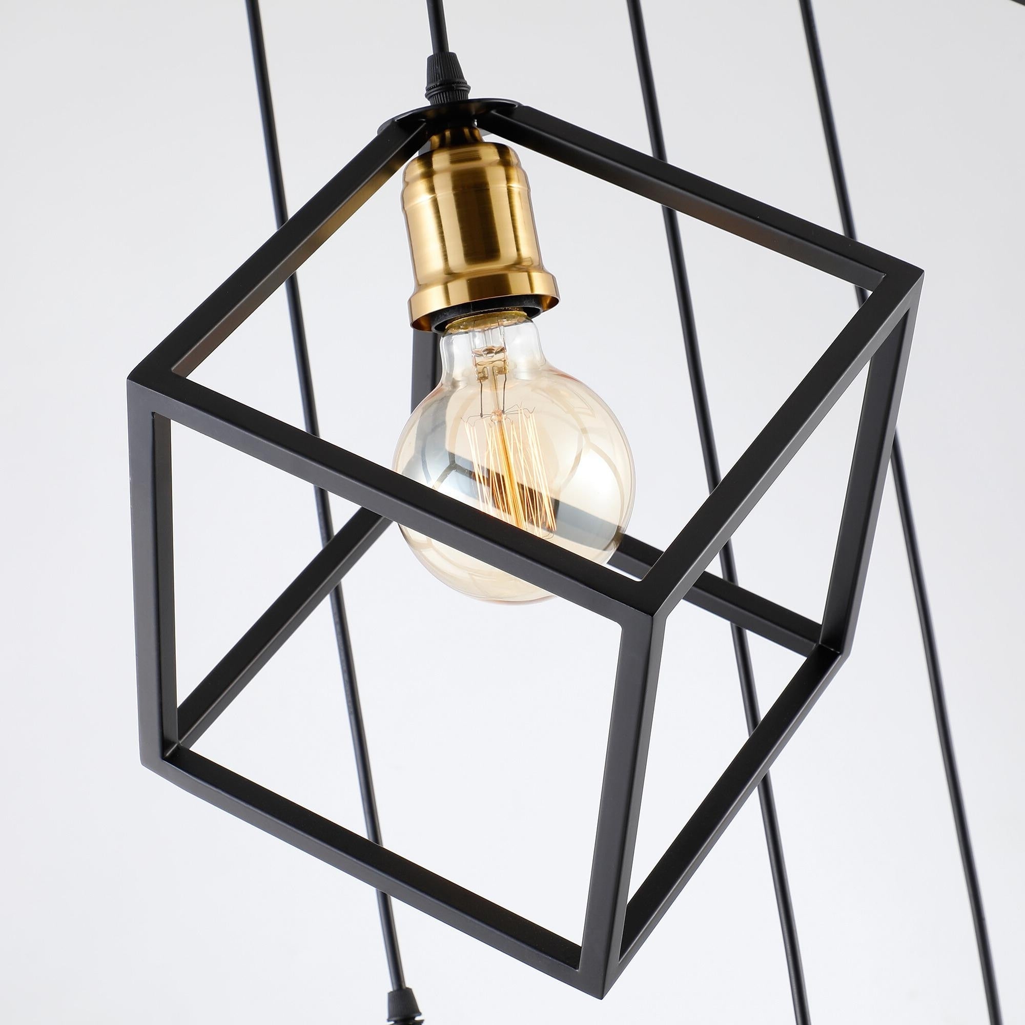 Geometric Pendant Chandelier for Stairway / Staircase, Adjustable Height 5 or 7 Light Cluster