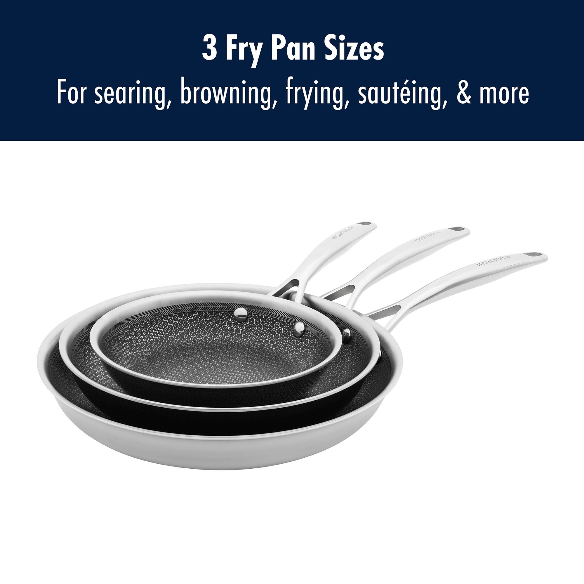 HENCKELS Paradigm 3-pc Fry Pan Set with Bonus Turner & Serving Spoon - 5-pc