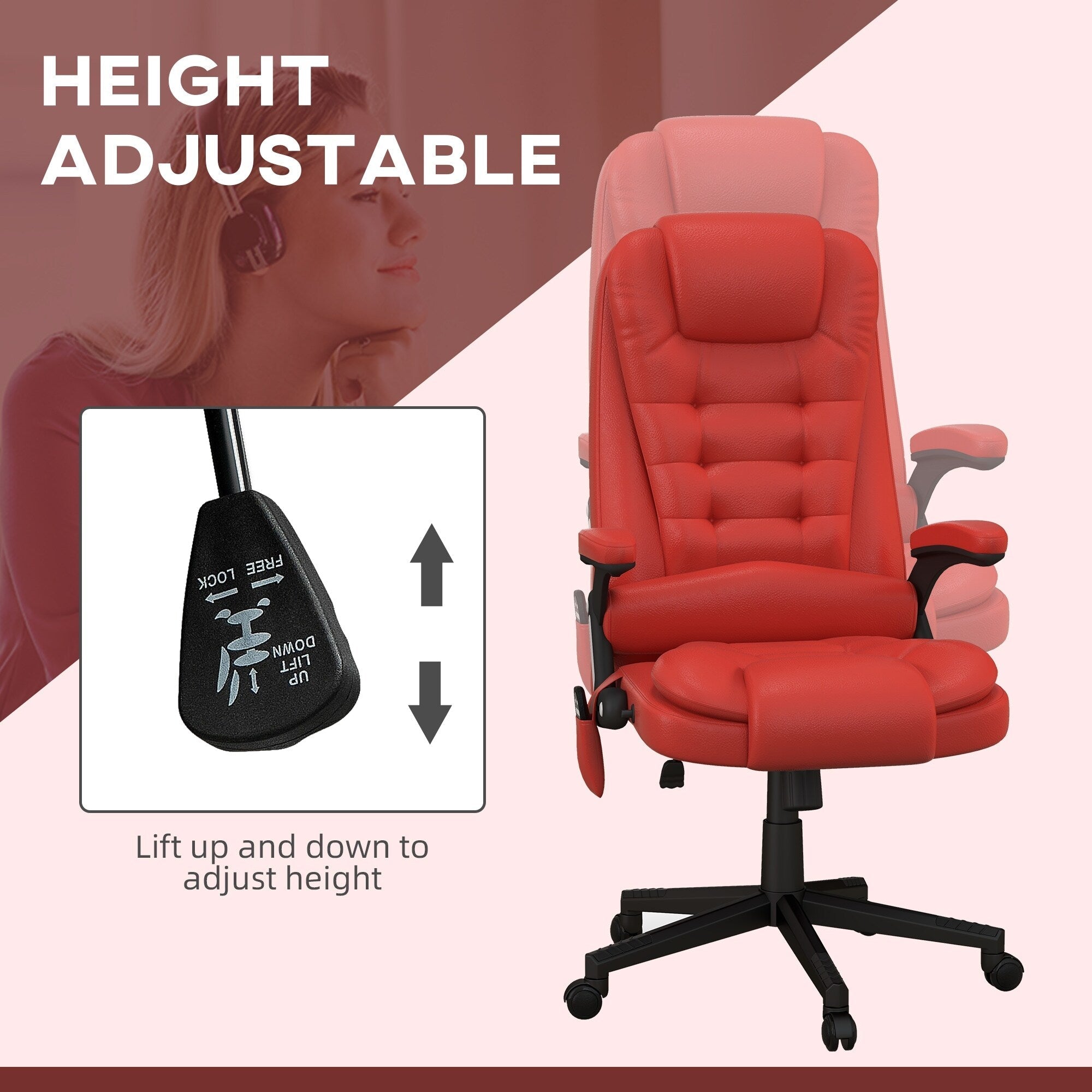 HOMCOM High Back Vibration Massage Office Chair with 6 Vibration Points, Beige