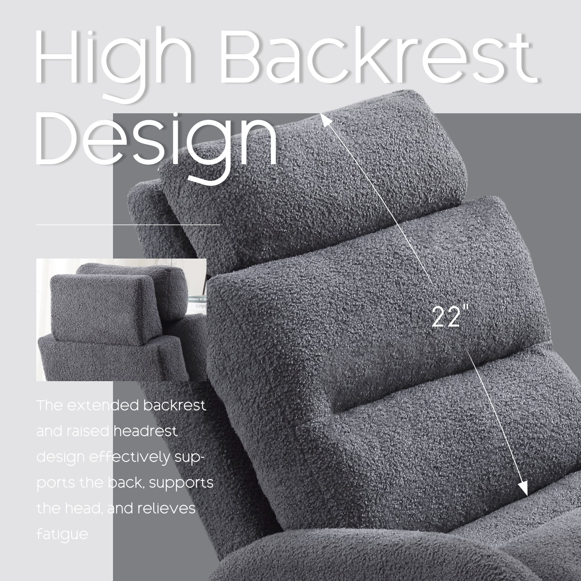 HOMYKA Accent Lounge Chair with Adjustable Backrest Storage Ottoman