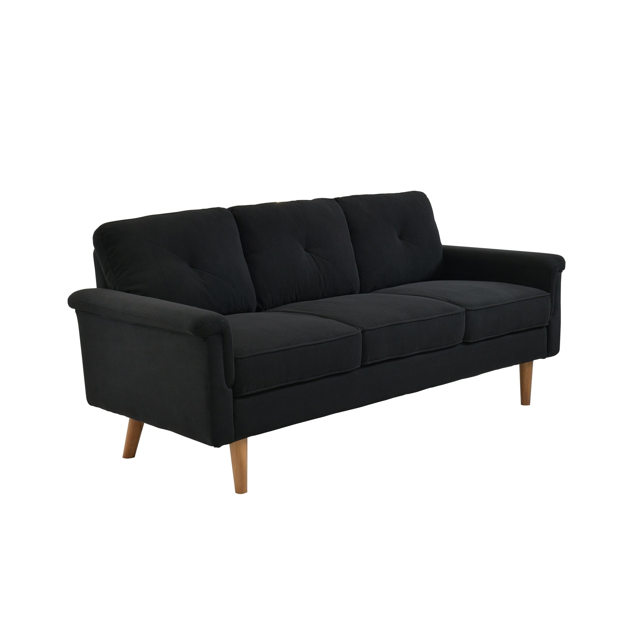 HOOOWOOO Mid-Century 3-Seat Upholstered Sofa with Wood Legs for Living Room