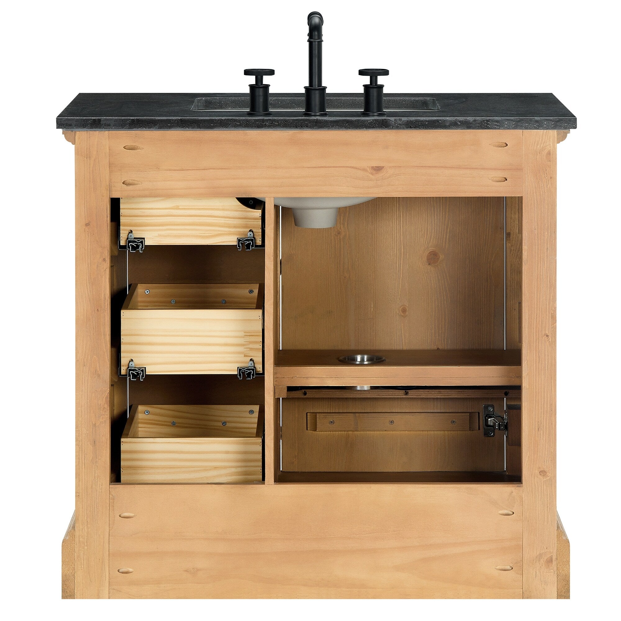 Hervas Bath Vanity with Natural Marble Top without Mirror