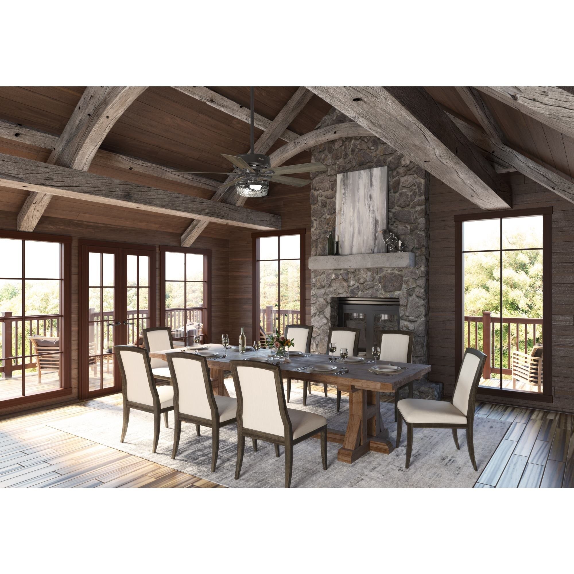 Hunter 52 Canyon Ridge Indoor / Outdoor Ceiling Fan LED Light, Handheld Remote - Farmhouse, Rustic, Industrial