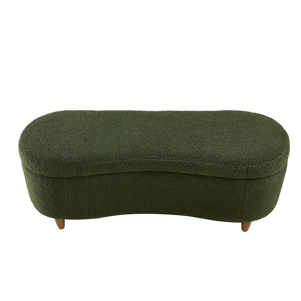 INK IVY Bailey Boucle-Style Curved Storage Accent Bench