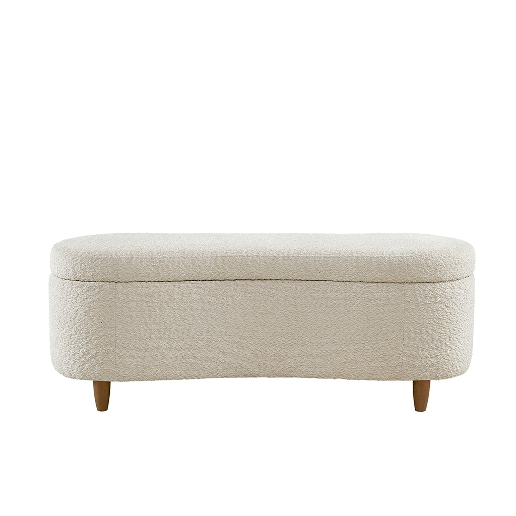 INK IVY Bailey Boucle-Style Curved Storage Accent Bench
