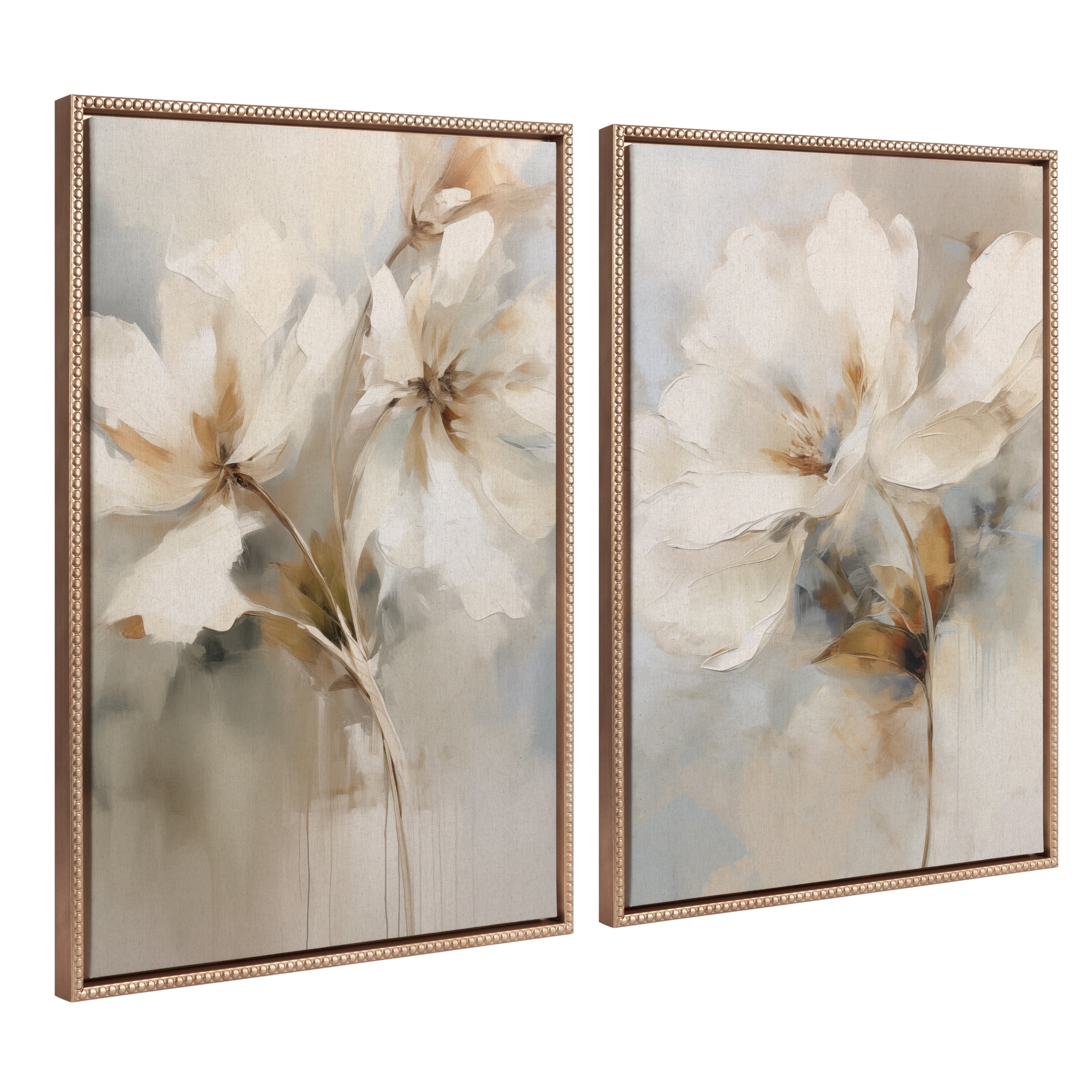 Kate and Laurel Sylvie Beaded Abstract Botanical Canvas