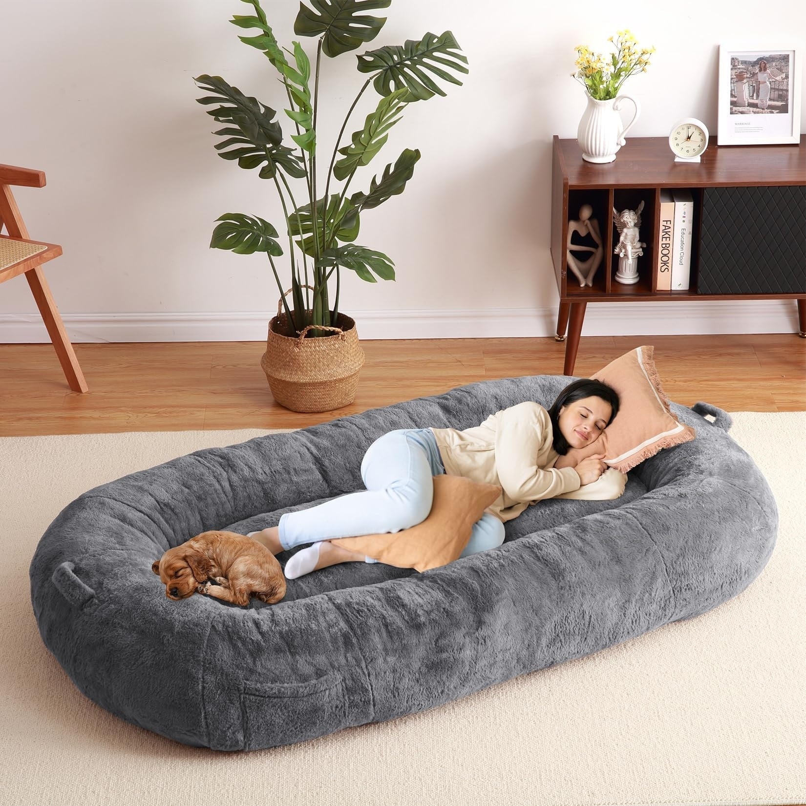 Large Dog Bed Washable Human Size Bed with Removable Cover