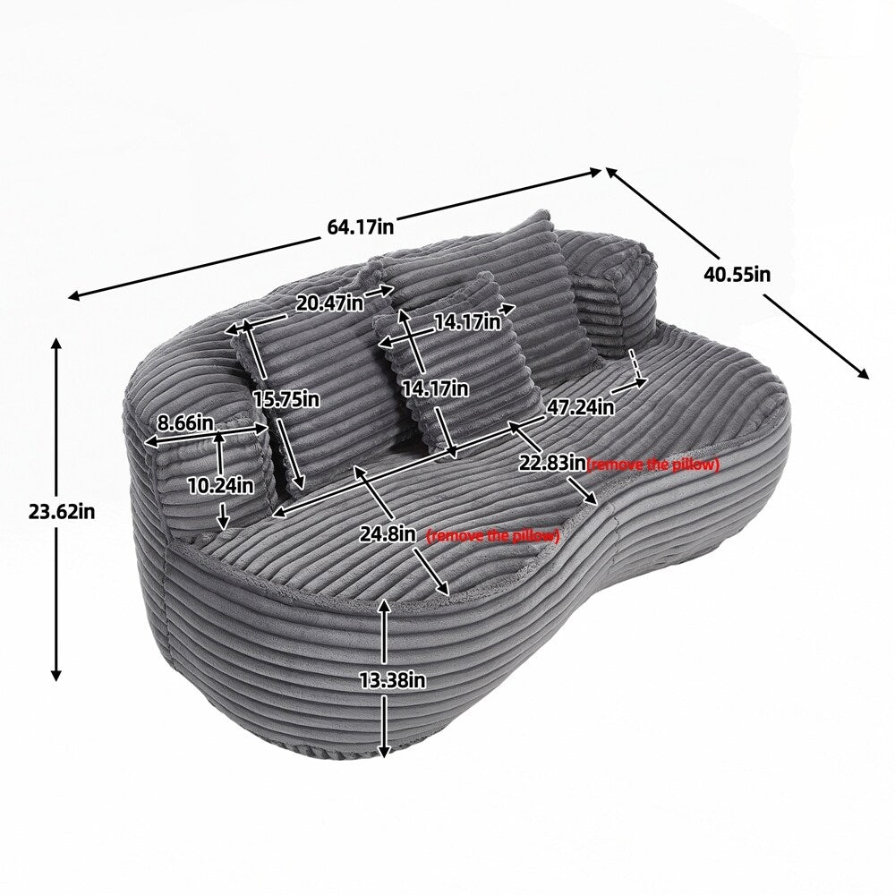 Lazy Sofa Durable Comfort Lounger High Back Bean Bag Chair Couch for Adults and Kids - 2 Seat