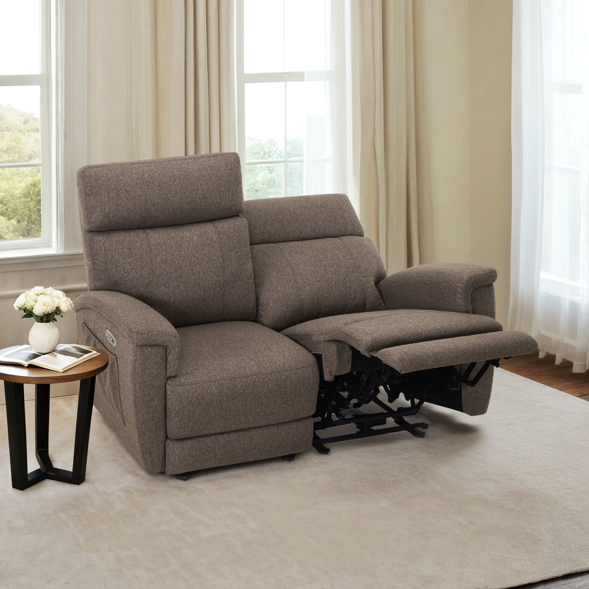 MCombo 60.2 Power Loveseat Recliner Sofa with Massage and Dual Heating, Adjustable Headrest, USB & Type C Port, Fabric