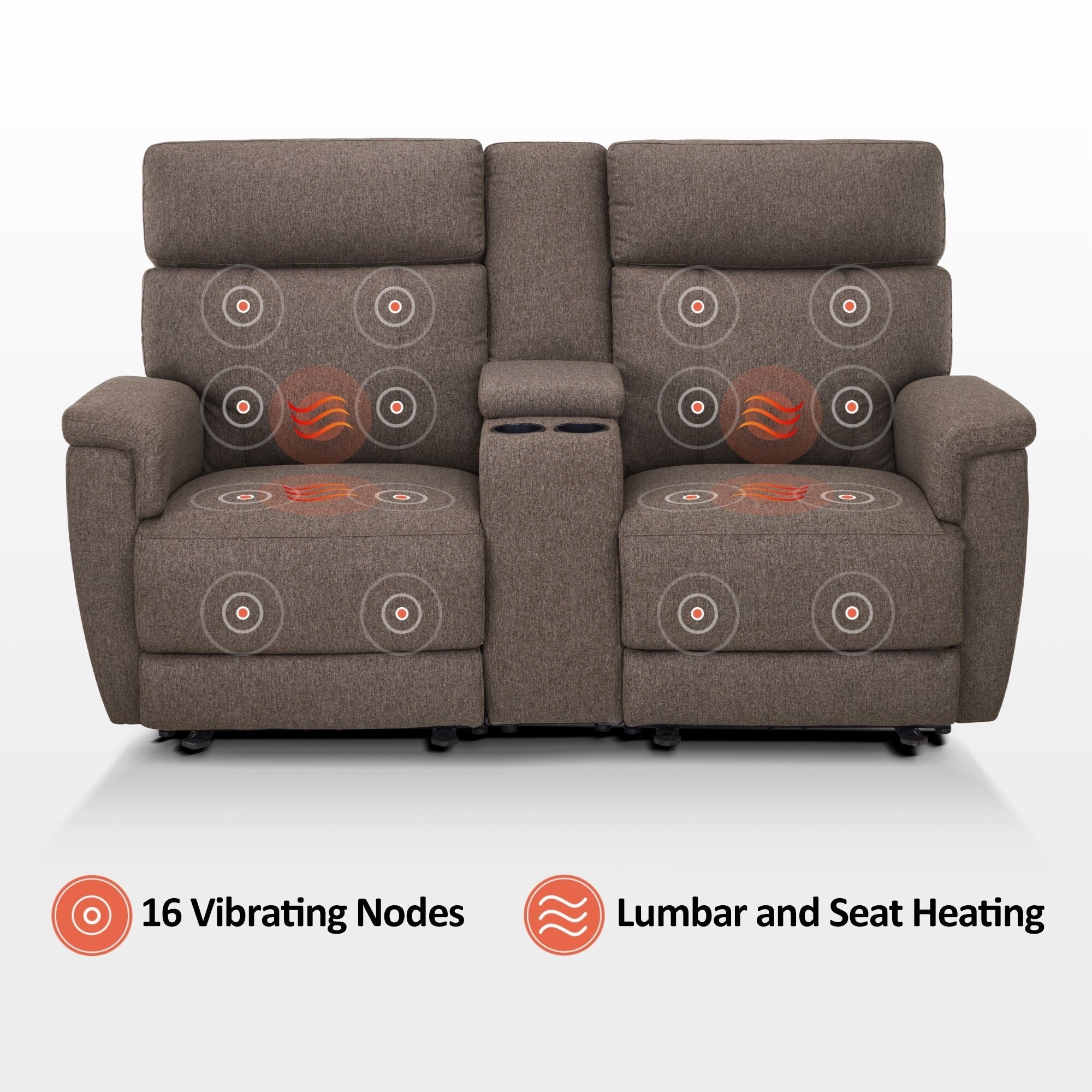 MCombo 60.2 Power Loveseat Recliner Sofa with Massage and Dual Heating, Adjustable Headrest, USB & Type C Port, Fabric