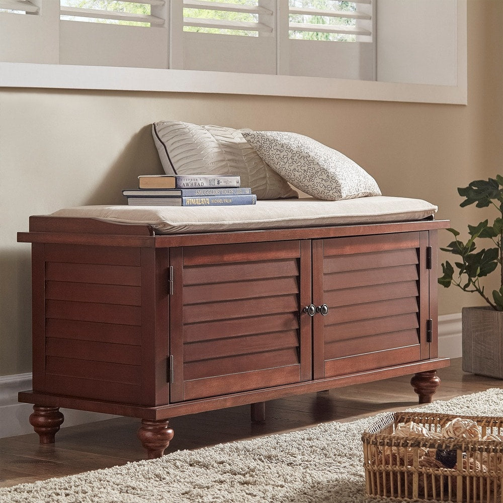 Maybelle Velvet Cushion Shutter Door Storage Bench by iNSPIRE Q Classic