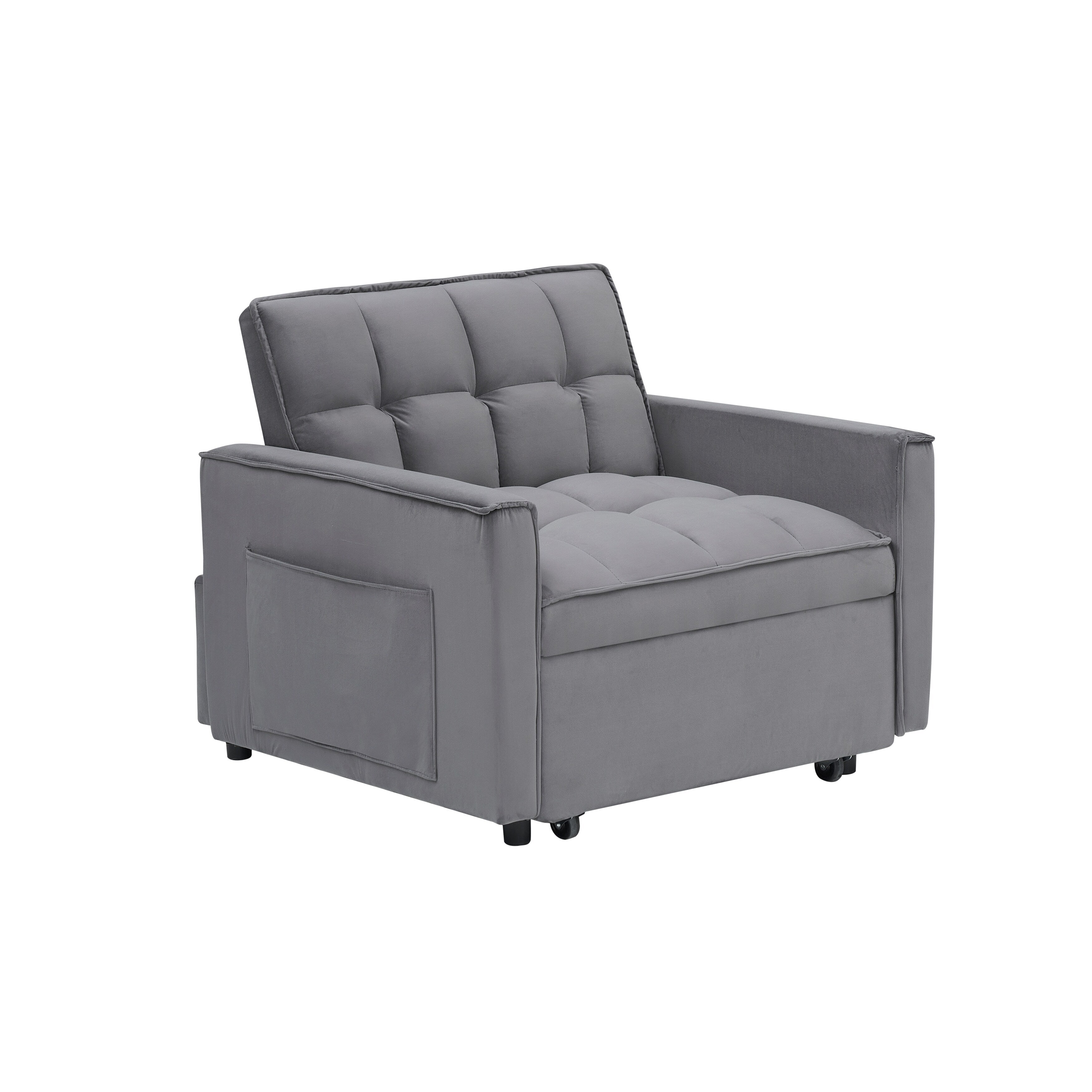 Modern 70.86 3 in 1 Single Convertible Sofa Bed with Adjustable Back and Moving Wheel for Living Room
