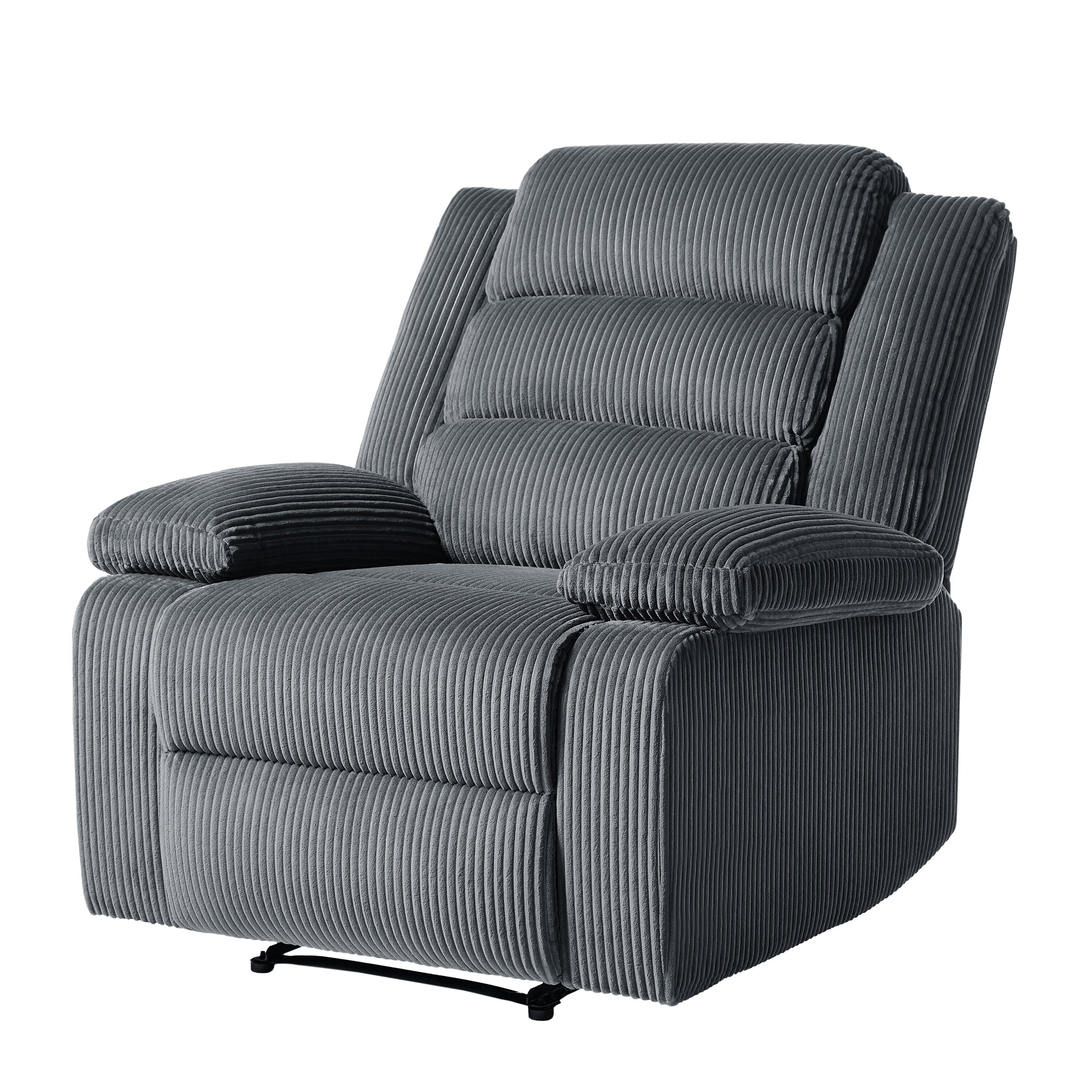 Modern Corduroy Manual Recliner Chair, Lounger Adjustable Recliners with Wide Armrest
