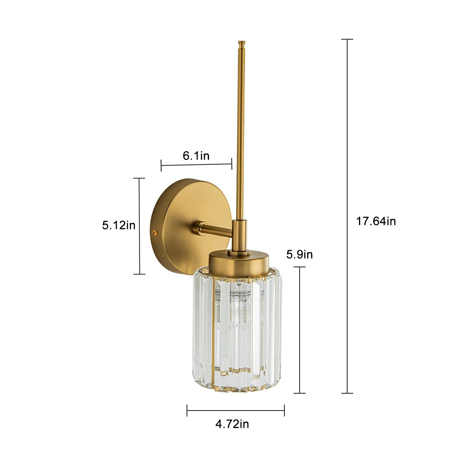 Modern Gold Dimmable Wall Light Glam Cylinder Bathroom Crystal Vanity Light Wall Sconces