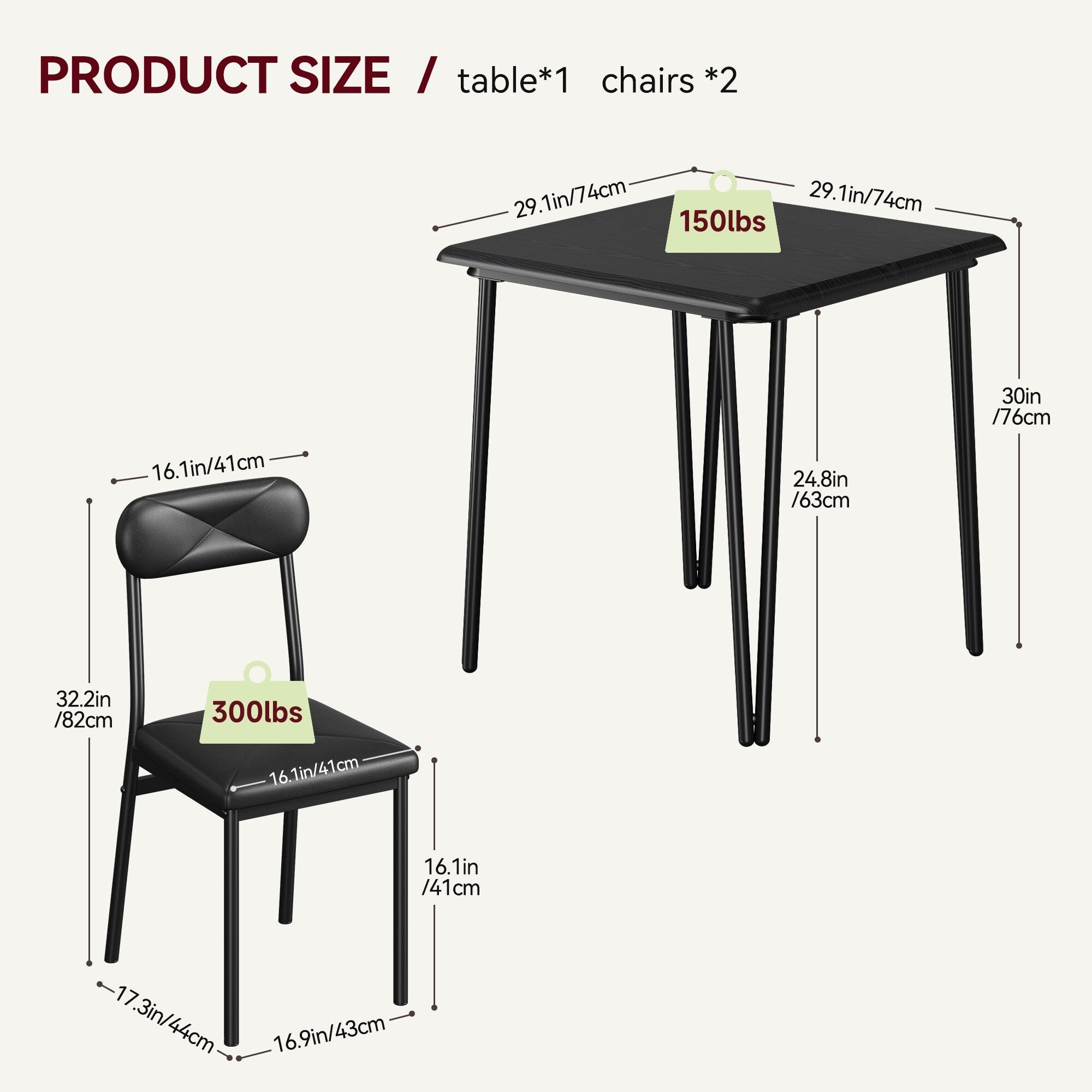 Modern kitchen Dinner Table Set for Dining Room - 3-Piece