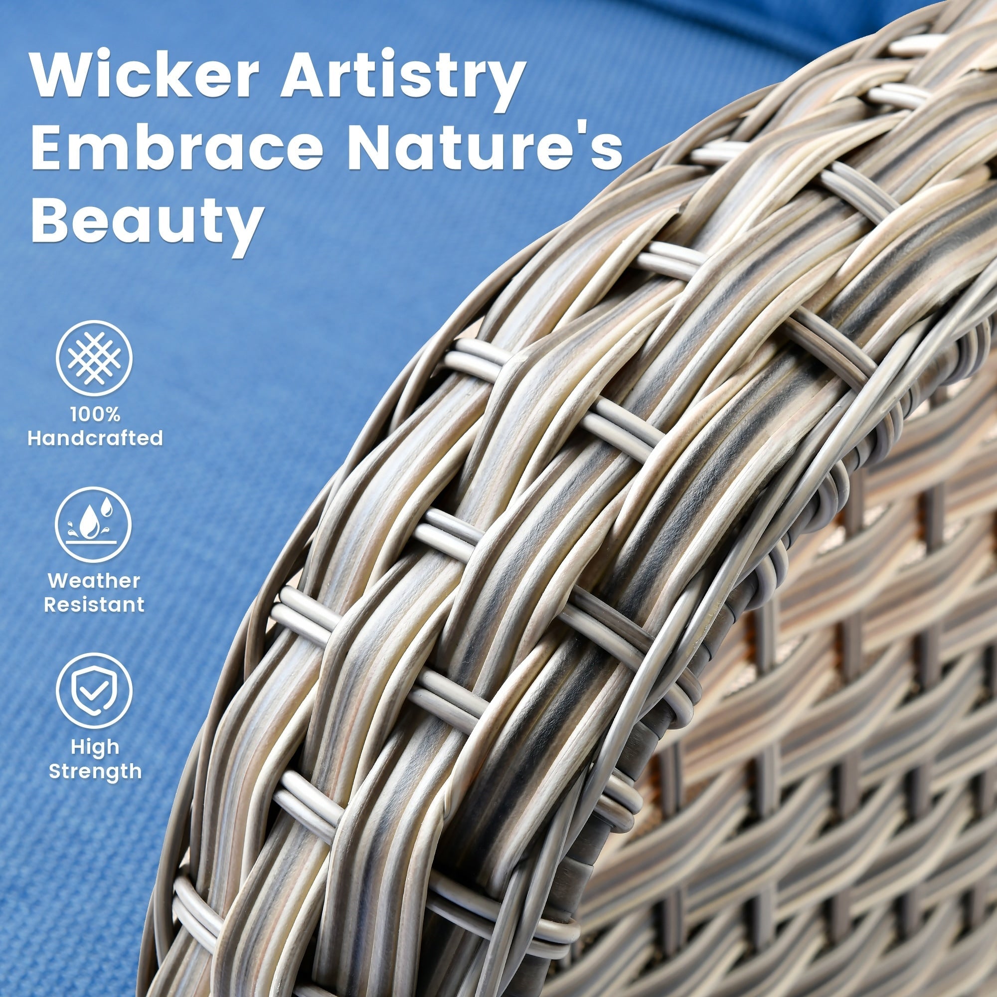 OVIOS 9 Pieces Outdoor Wicker Swivel Chair Set With Fire Table