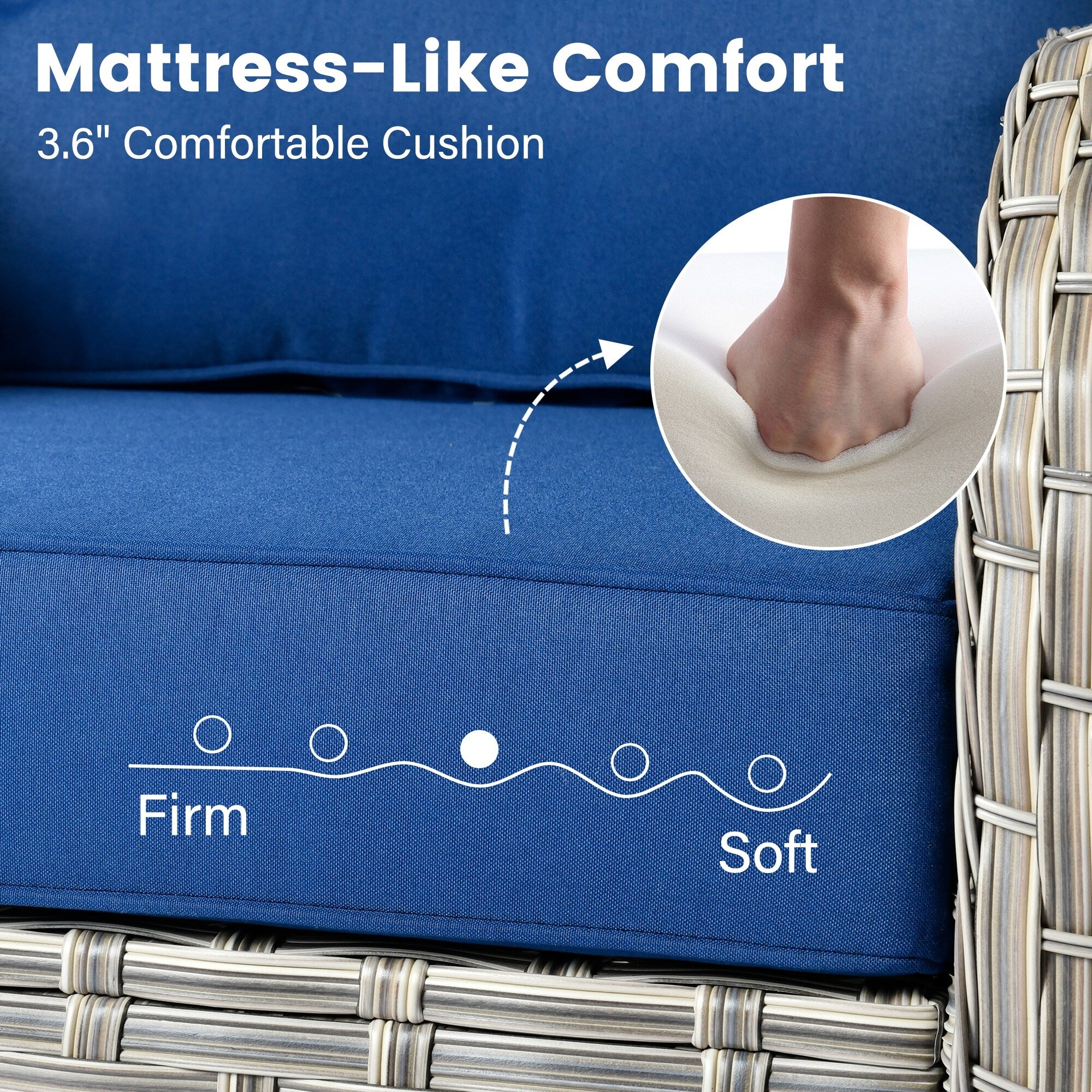 OVIOS 9 Pieces Outdoor Wicker Swivel Chair Set With Fire Table