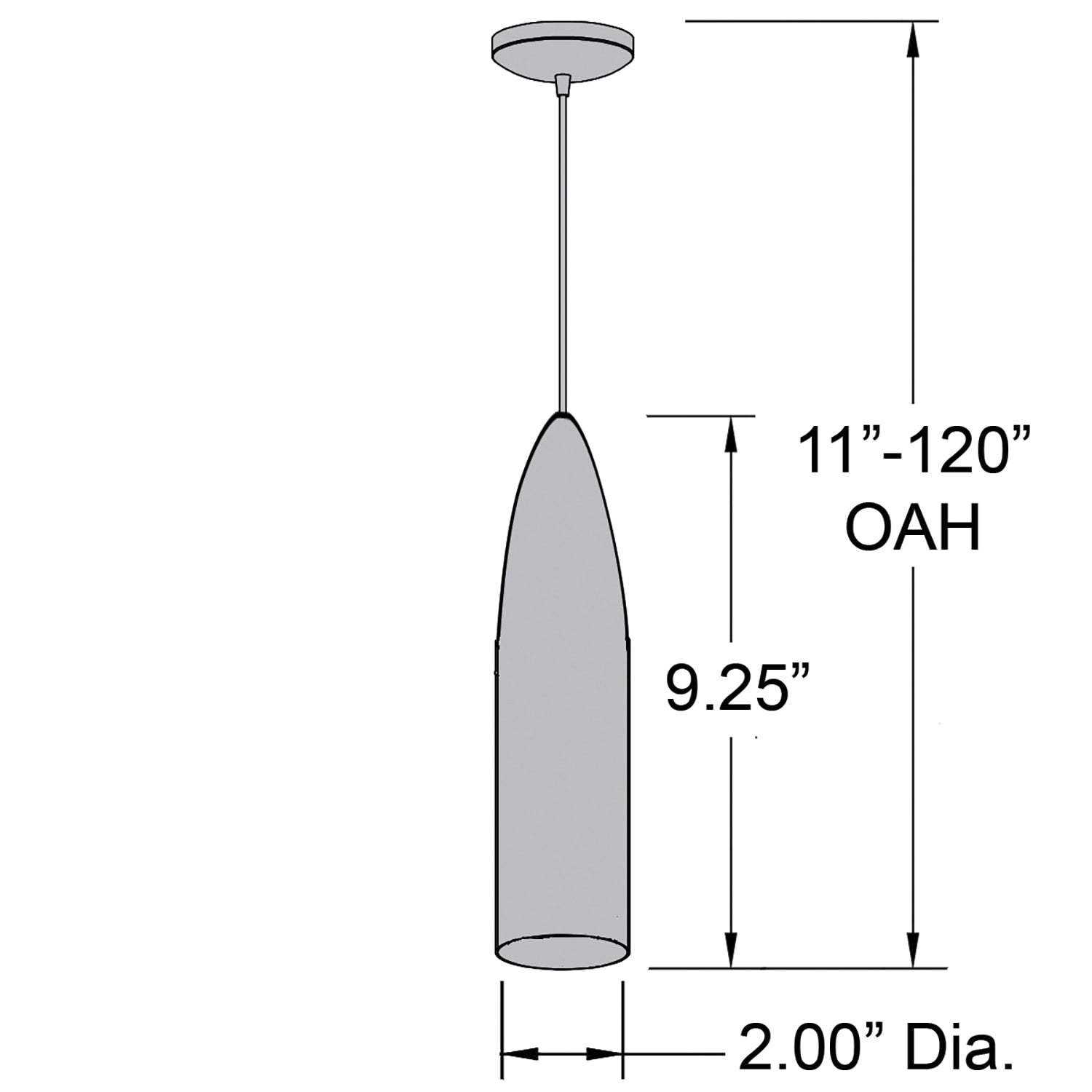 Odyssey LED Bullet Brushed Pendant