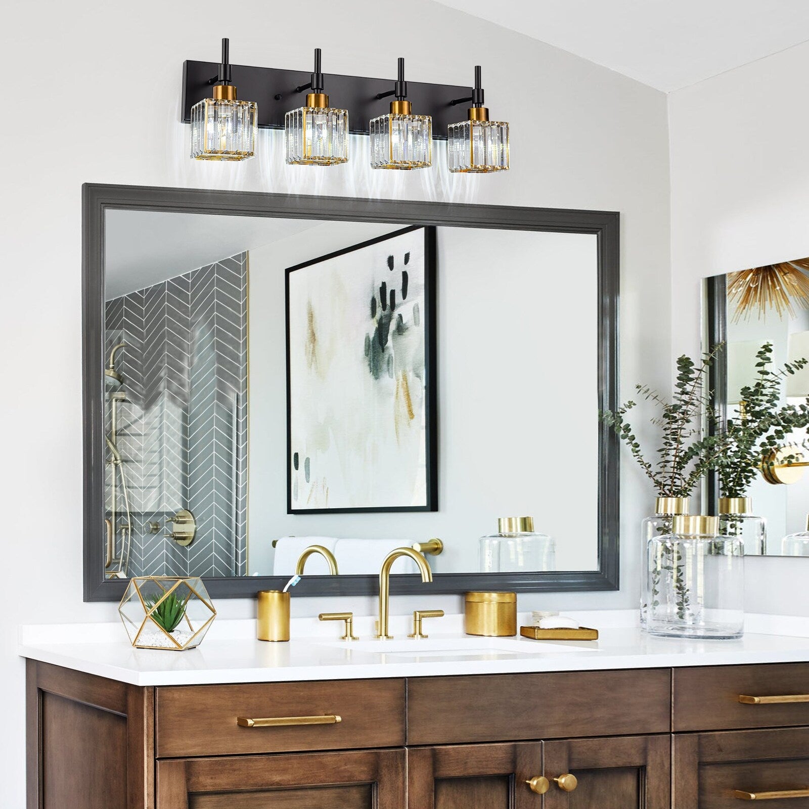 Ora Modern Dimmable Crystal Bathroom Light Fixtures Over Mirror Glam Vanity Lights