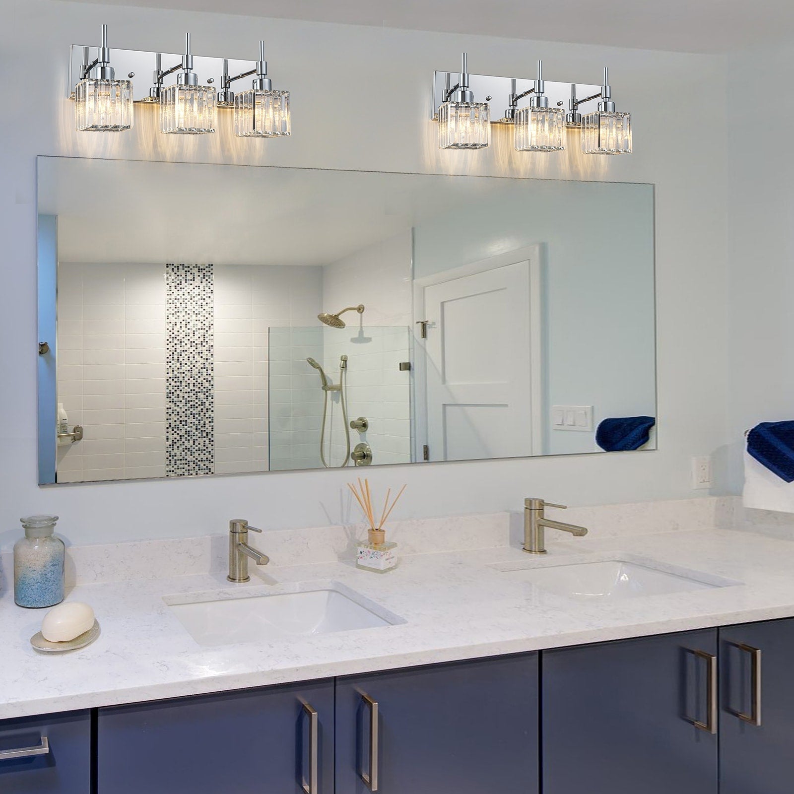 Ora Modern Dimmable Crystal Bathroom Light Fixtures Over Mirror Glam Vanity Lights