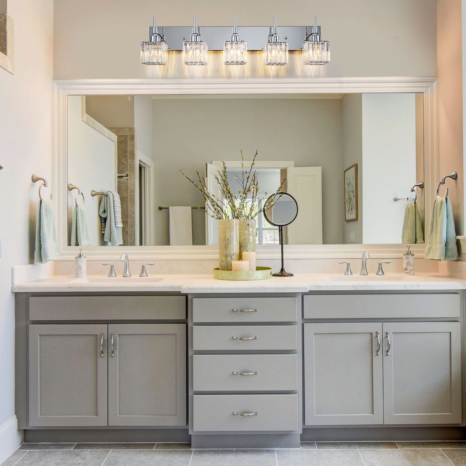 Ora Modern Dimmable Crystal Bathroom Light Fixtures Over Mirror Glam Vanity Lights