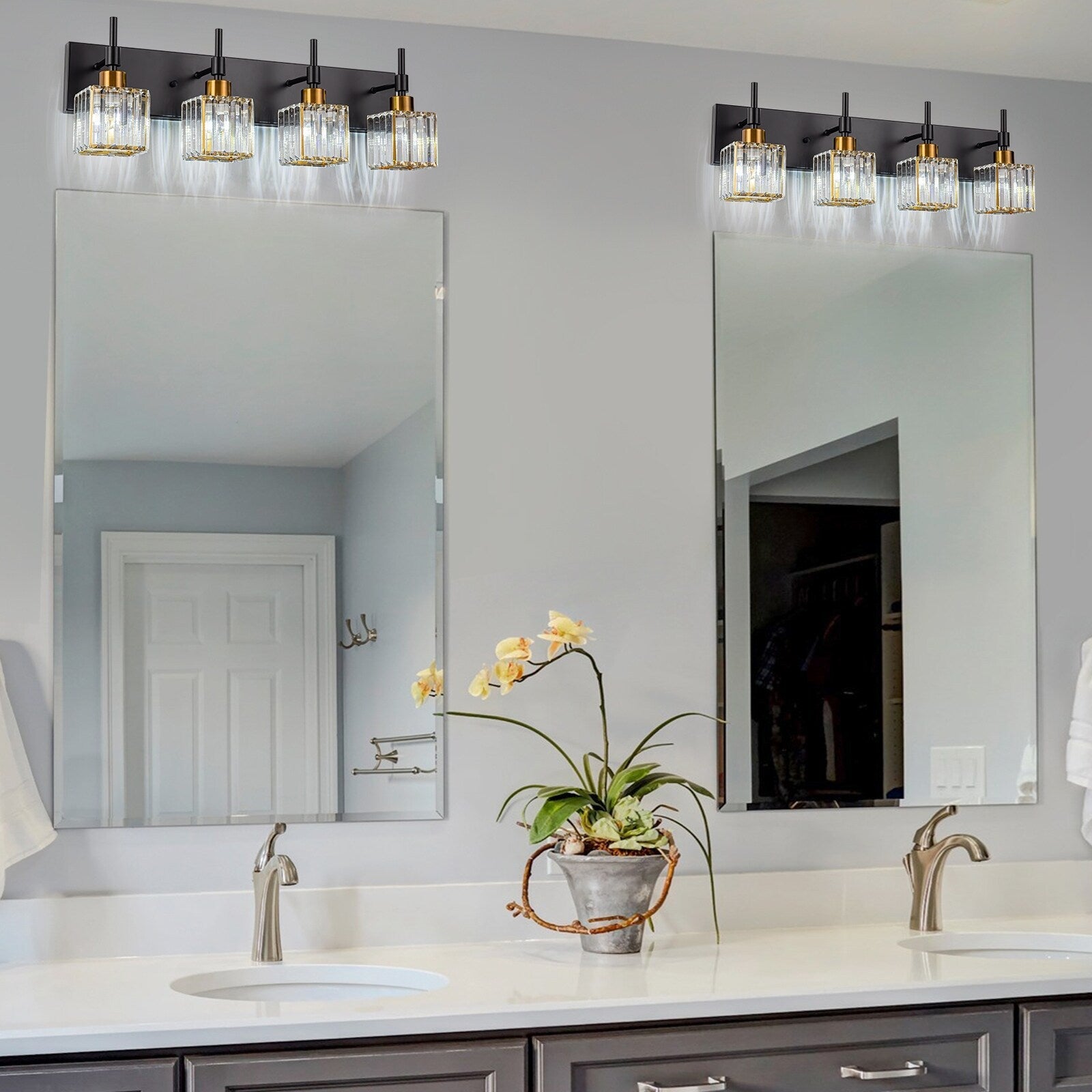 Ora Modern Dimmable Crystal Bathroom Light Fixtures Over Mirror Glam Vanity Lights