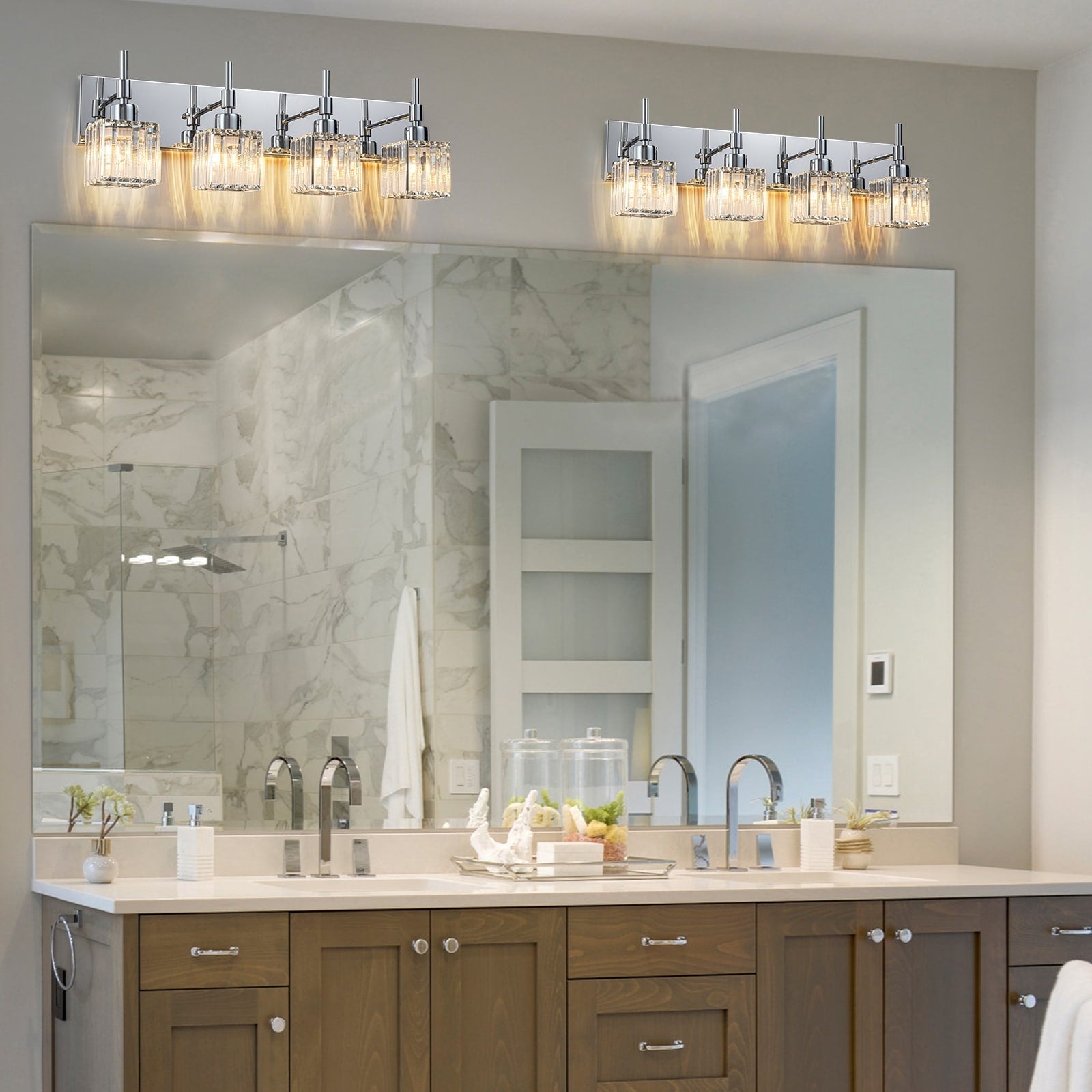 Ora Modern Dimmable Crystal Bathroom Light Fixtures Over Mirror Glam Vanity Lights