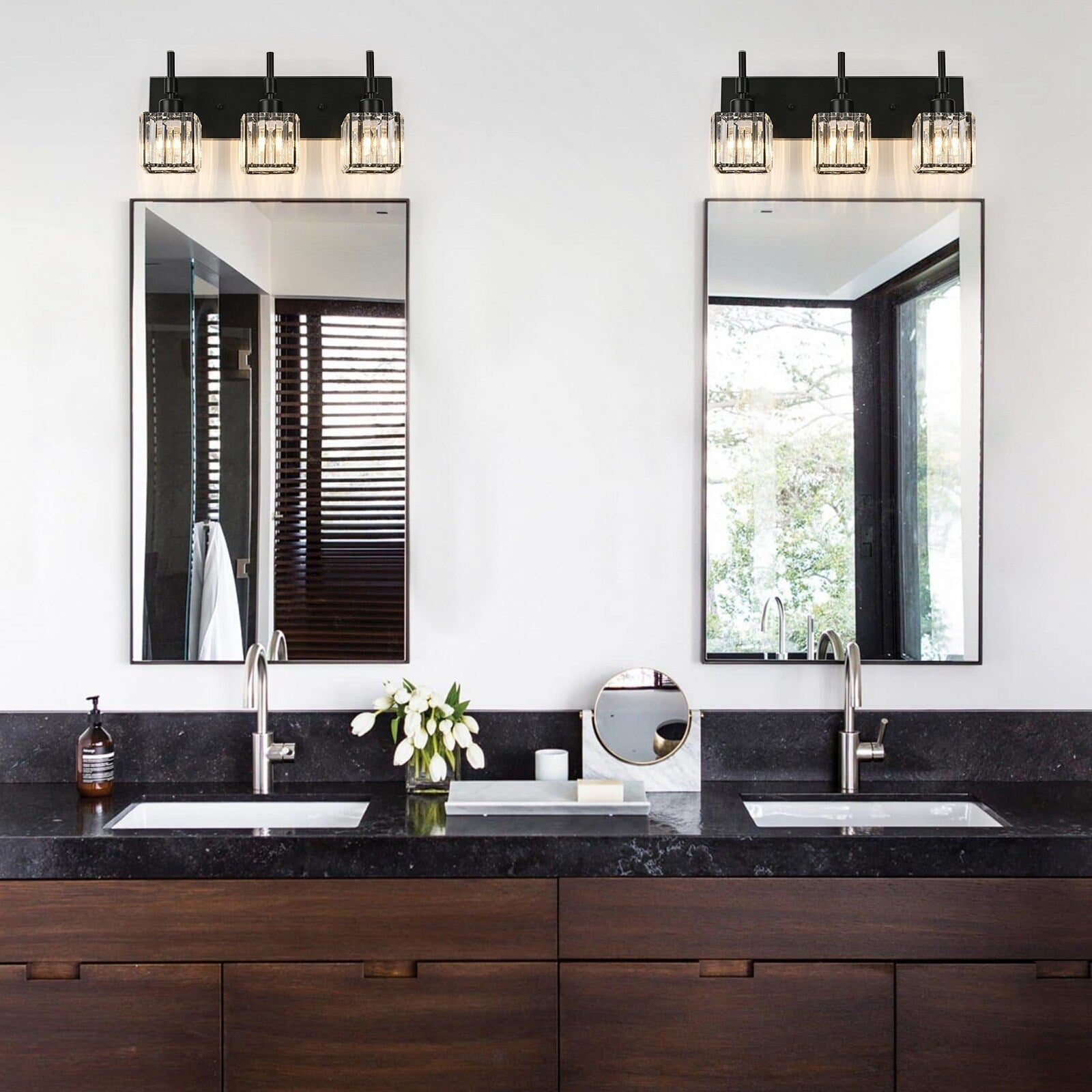 Ora Modern Dimmable Crystal Bathroom Light Fixtures Over Mirror Glam Vanity Lights