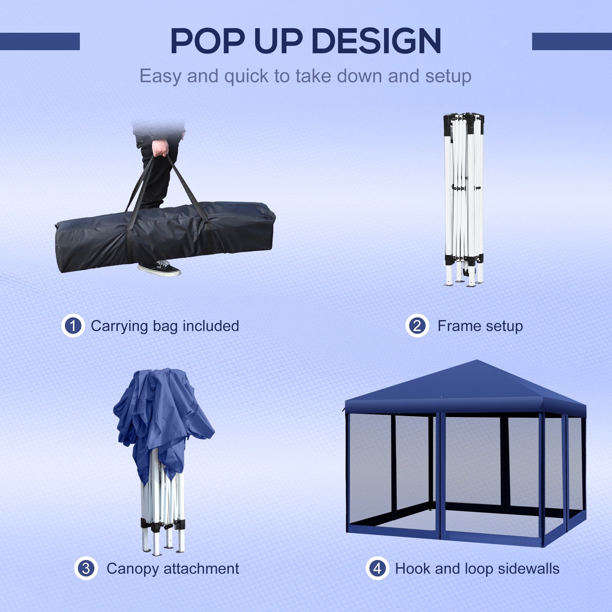 Outsunny 10' x 10' Heavy Duty Pop Up Canopy with Removable Mesh Sidewall Netting, Easy Setup Design, Outdoor Party Event