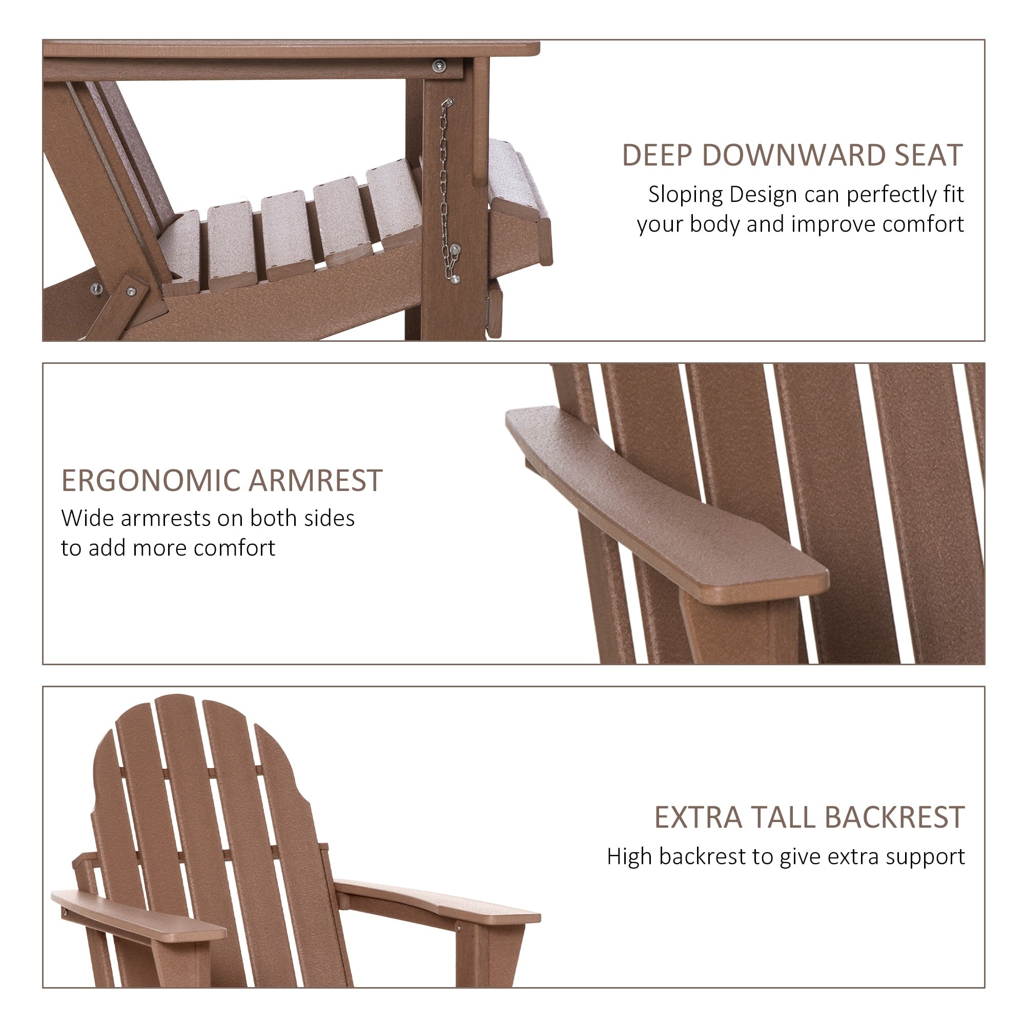 Outsunny Folding Adirondack Chair, HDPE Outdoor All Weather Plastic Lounge Beach Chairs for Patio Deck and Lawn Furniture