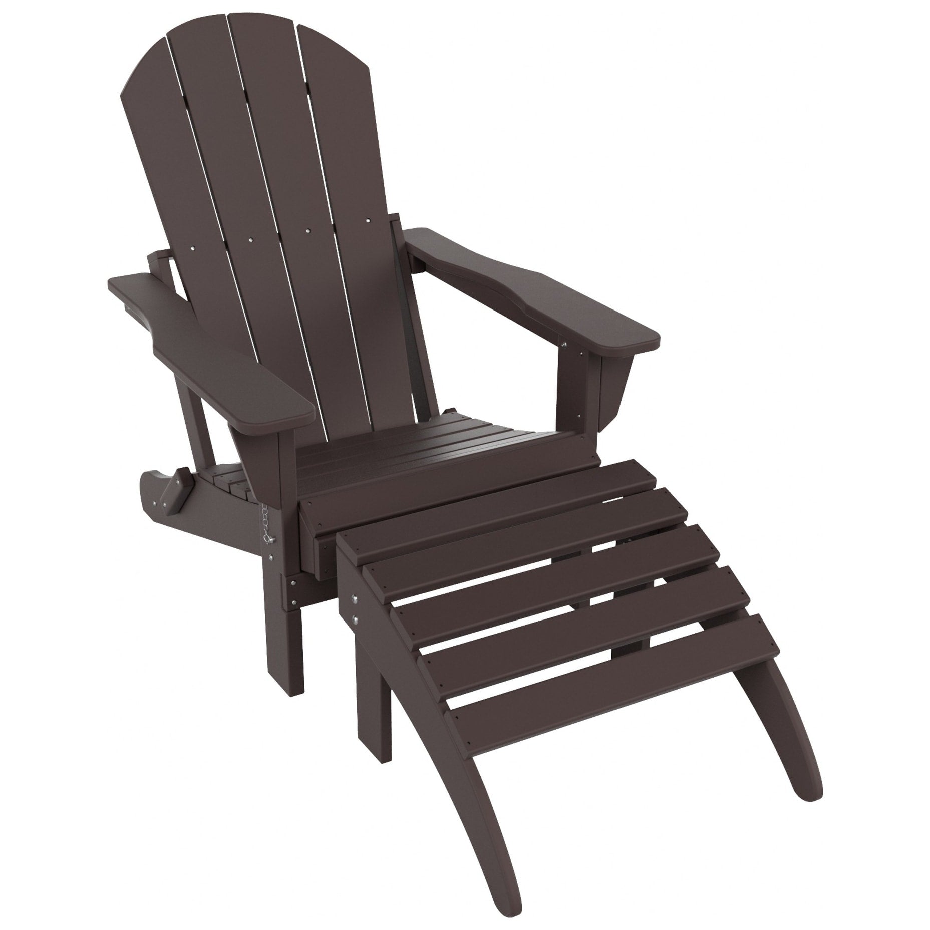 Polytrends Laguna Hdpe All Weather Outdoor Patio Foldable Adirondack Chair With Ottoman (2-Piece Set)