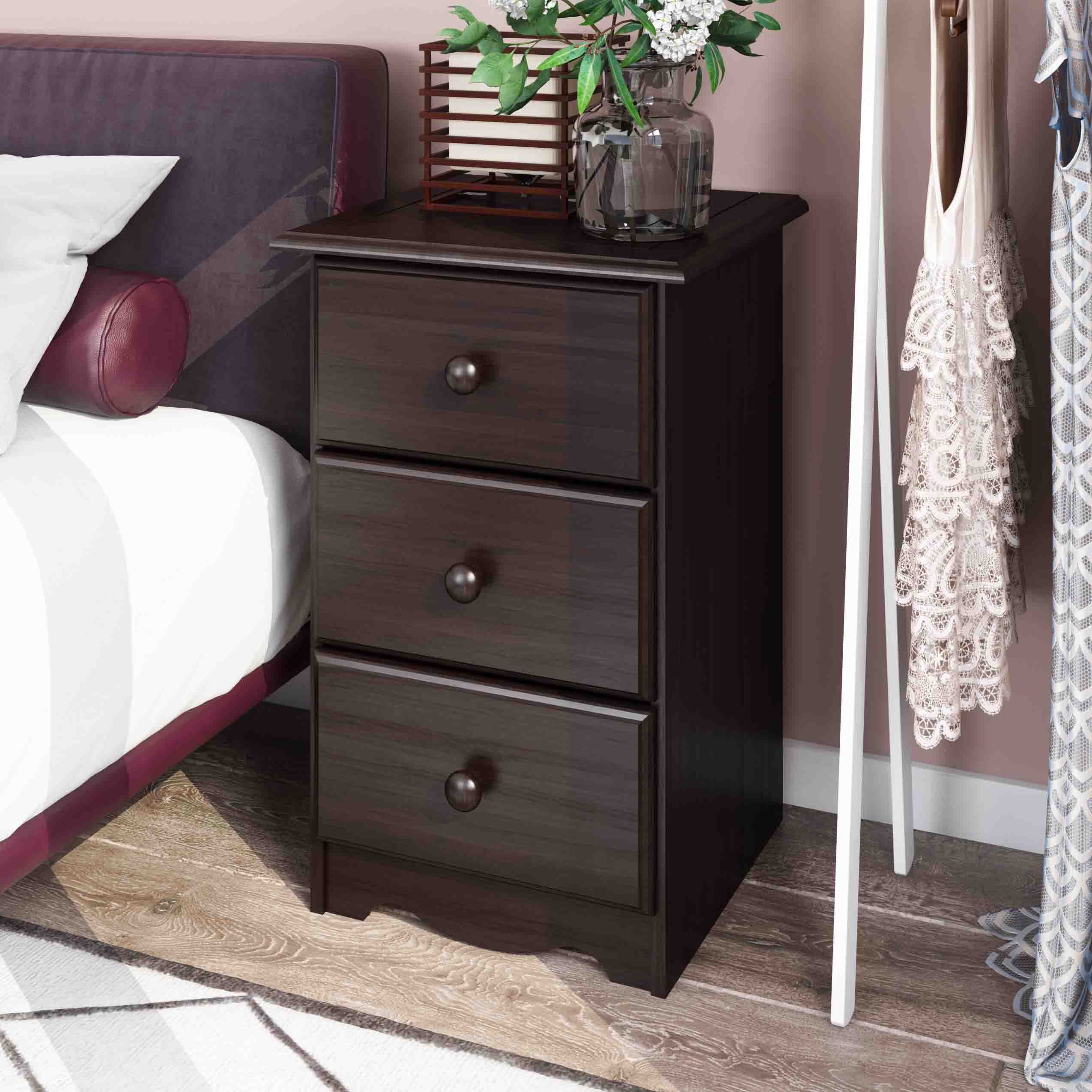 Palace Imports 100% Solid Wood 3-Drawer Nightstand with Metal or Wooden Knobs